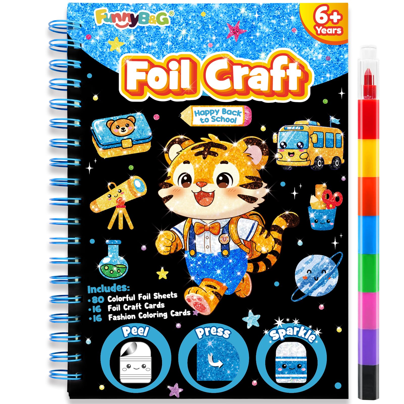 FUNNYB&amp;G Foil Art Craft Kit for Kids,Happy Back to School Gift Toy for Kids