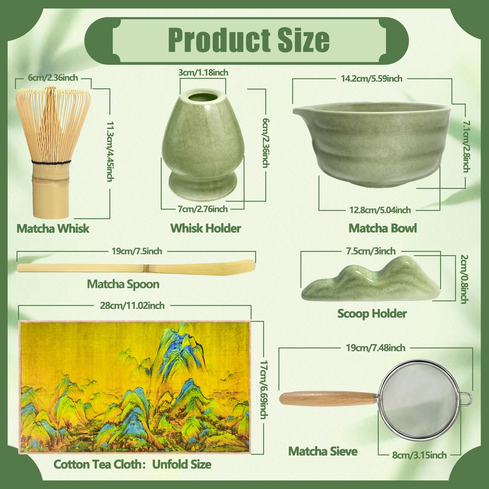 Trzepaczka do matchy, EnGiTores 6-częściowy zestaw ceramicznych matcha, zestaw do matchy na ceremonie, zestaw do przygotowania śniadania/matcha latte, trzepaczka do matchy z 2 filiżankami do matchy
