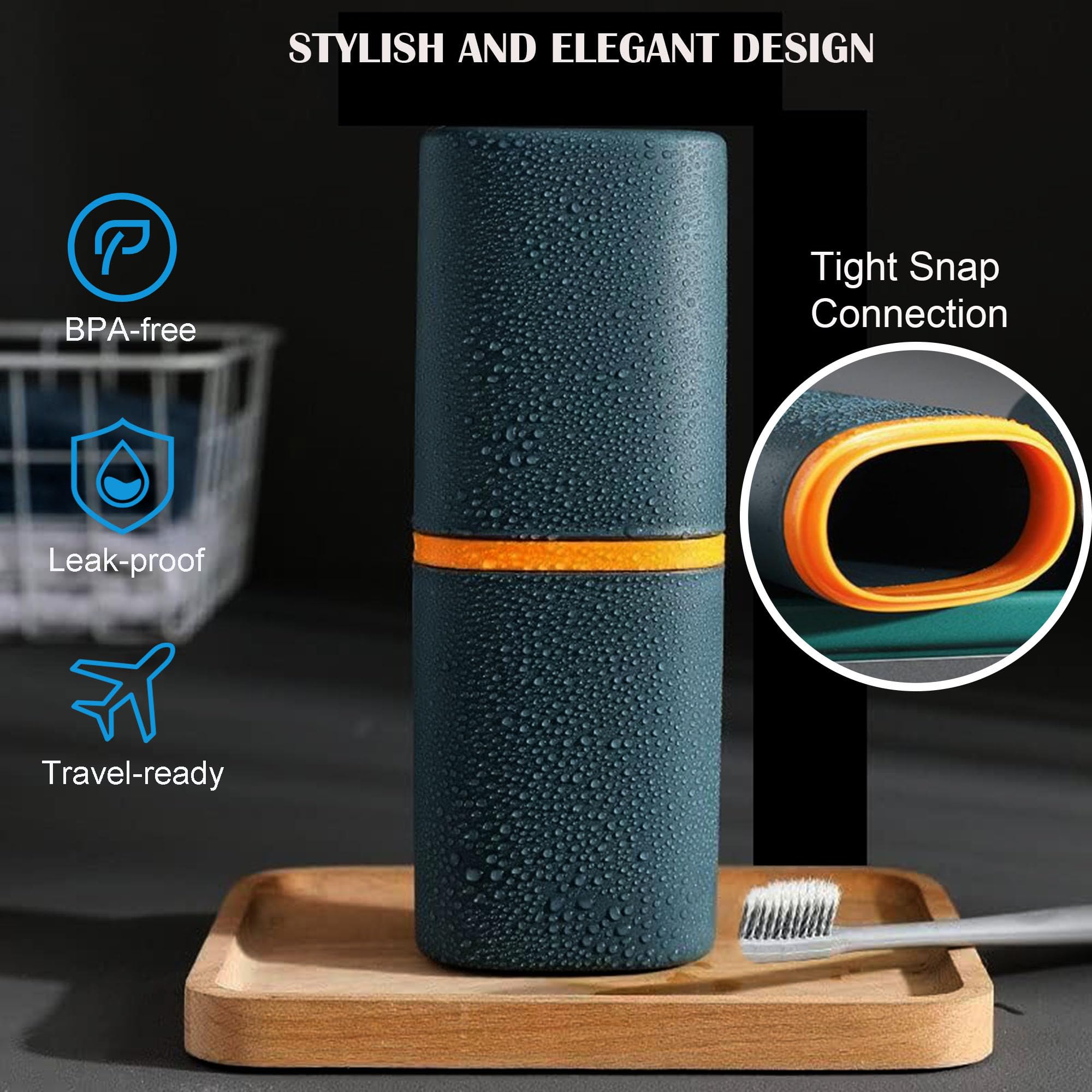 Estuche de viaje para cepillo de dientes 2 en 1, estuche de viaje para cepillo de dientes y pasta de dientes con vasos de enjuague, soporte portátil para cepillo de dientes cubierto a prueba de