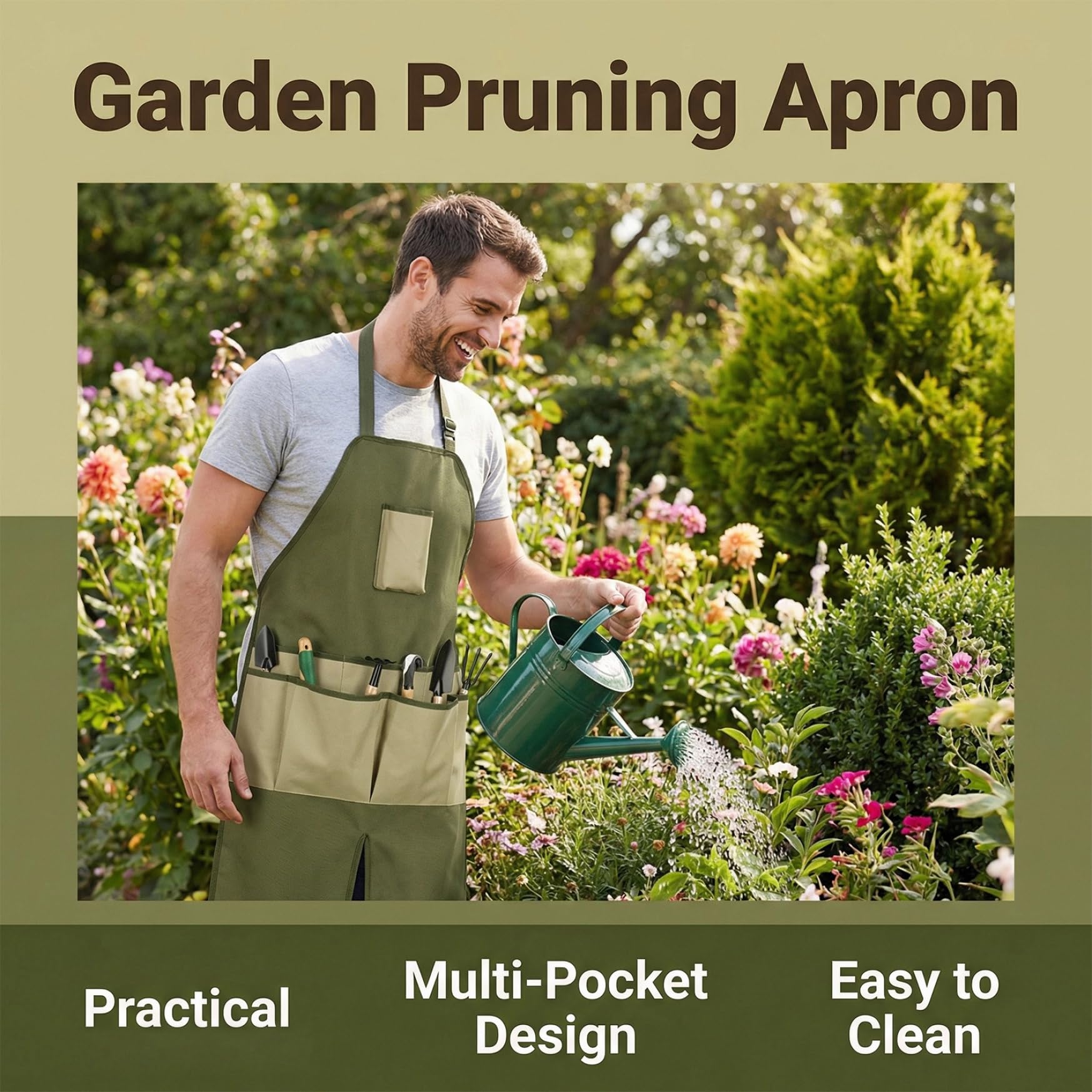 Tablier de jardinage, tablier de jardin avec poches pour femmes et hommes, tabliers travail protection jambe longue, tabliers à outils à jambes fendues, sac cueillette fruits