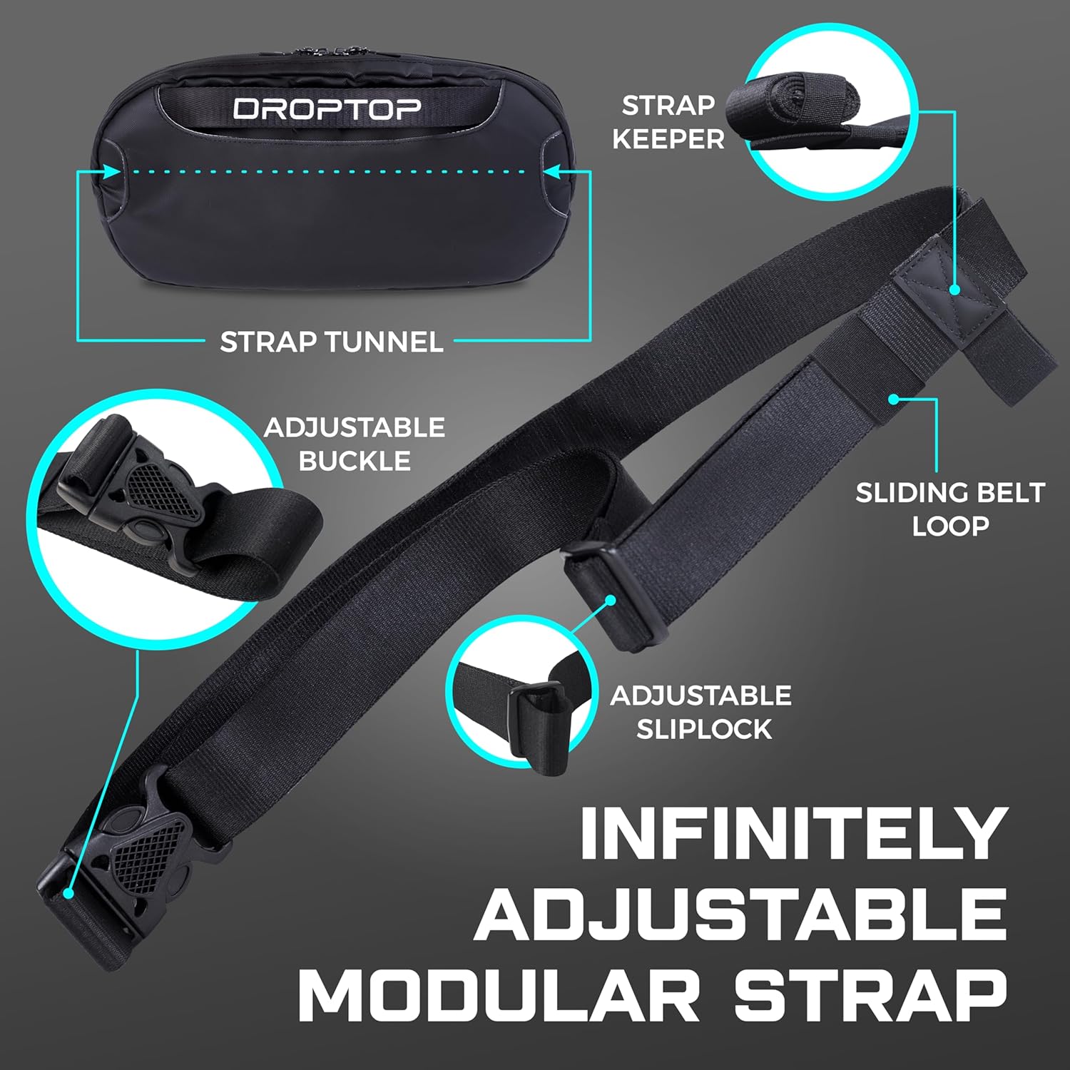 DROPTOP Oversized Crossbody Sling Bag Fanny Pack 5L – Waterproof 600D Fabric, YKK Aquaguard Zippers, Dedicated Wet Umbrella Pocket with Included Umbrella, Travel & Everyday Carry for Men & Women