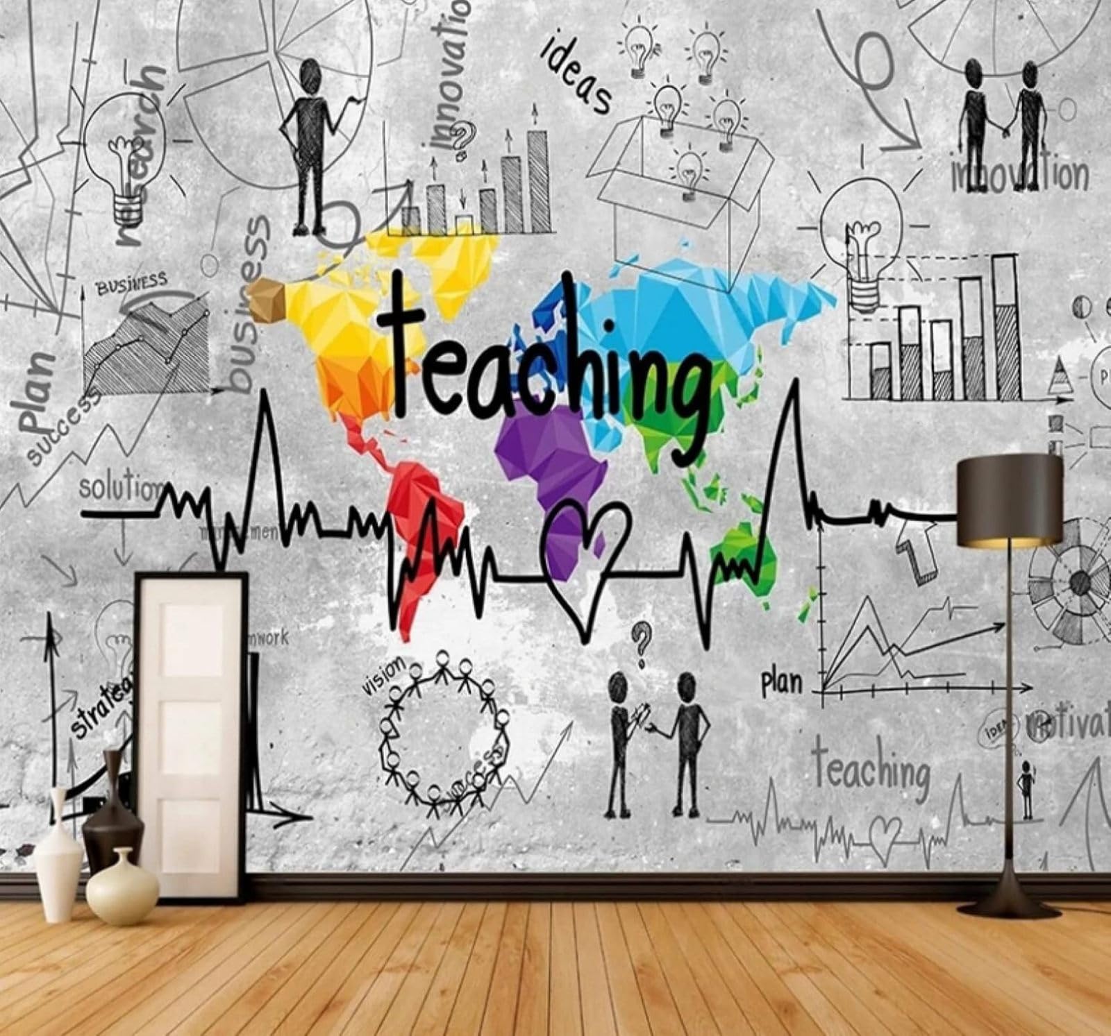 XLMING Abstract Hand Drawn Chalk Art Unique 3D Wallpaper Luxury Home Dining Decor Paste Sofa Living Room The Wall for Bedroom Mural-430cm×300cm