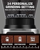 Vista 6 de AMZCHEF Coffee Grinder, Coffee Bean Grinder for Home Use with Precise Grinding, LED Control Panel, Detachable Funnel Stand, Anti-static Design, 24