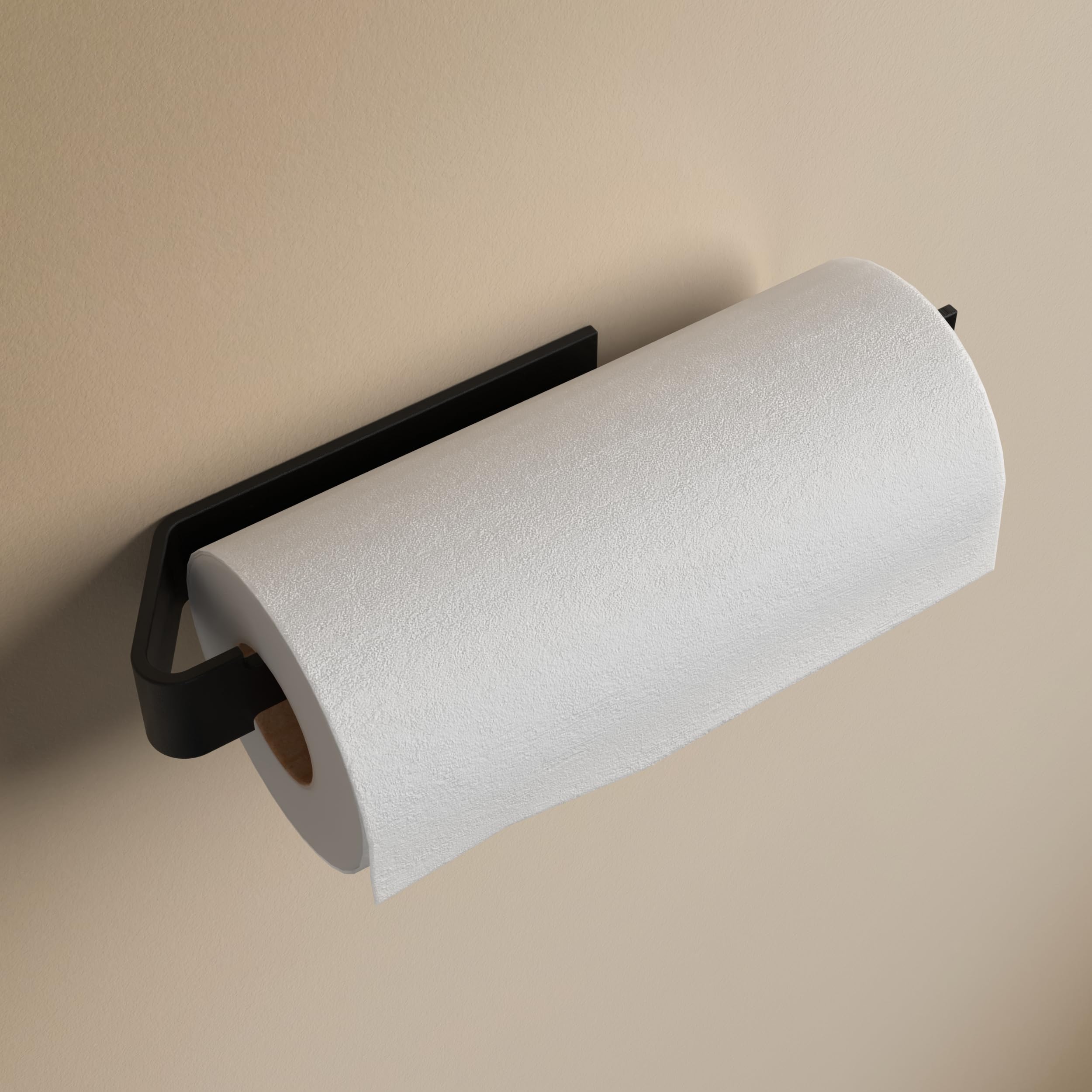 Designfactory Hamburg Kitchen Roll Holder | Self-adhesive Paper Towel Holder | Kitchen Roll Holder Under Cabinet without Drilling | modern design | Matt Black