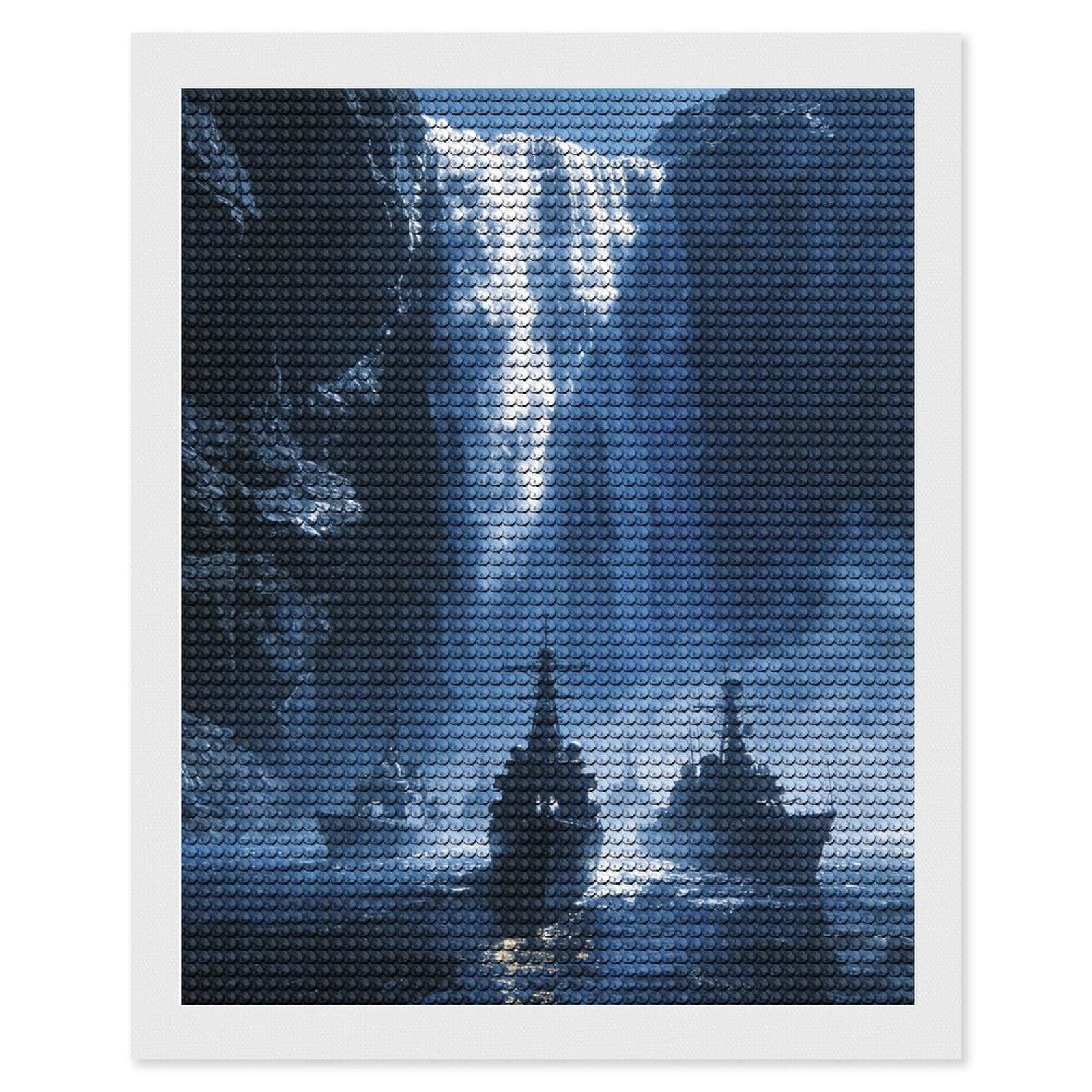FekiLoot Waterfall Navy Paint by Numbers Kit for Adults Beginner DIY Diamond Dots Paintings Round Full Drill Diamond Art Kits Picture Diamond Art Painting Kits for Home Decor 16"x20"