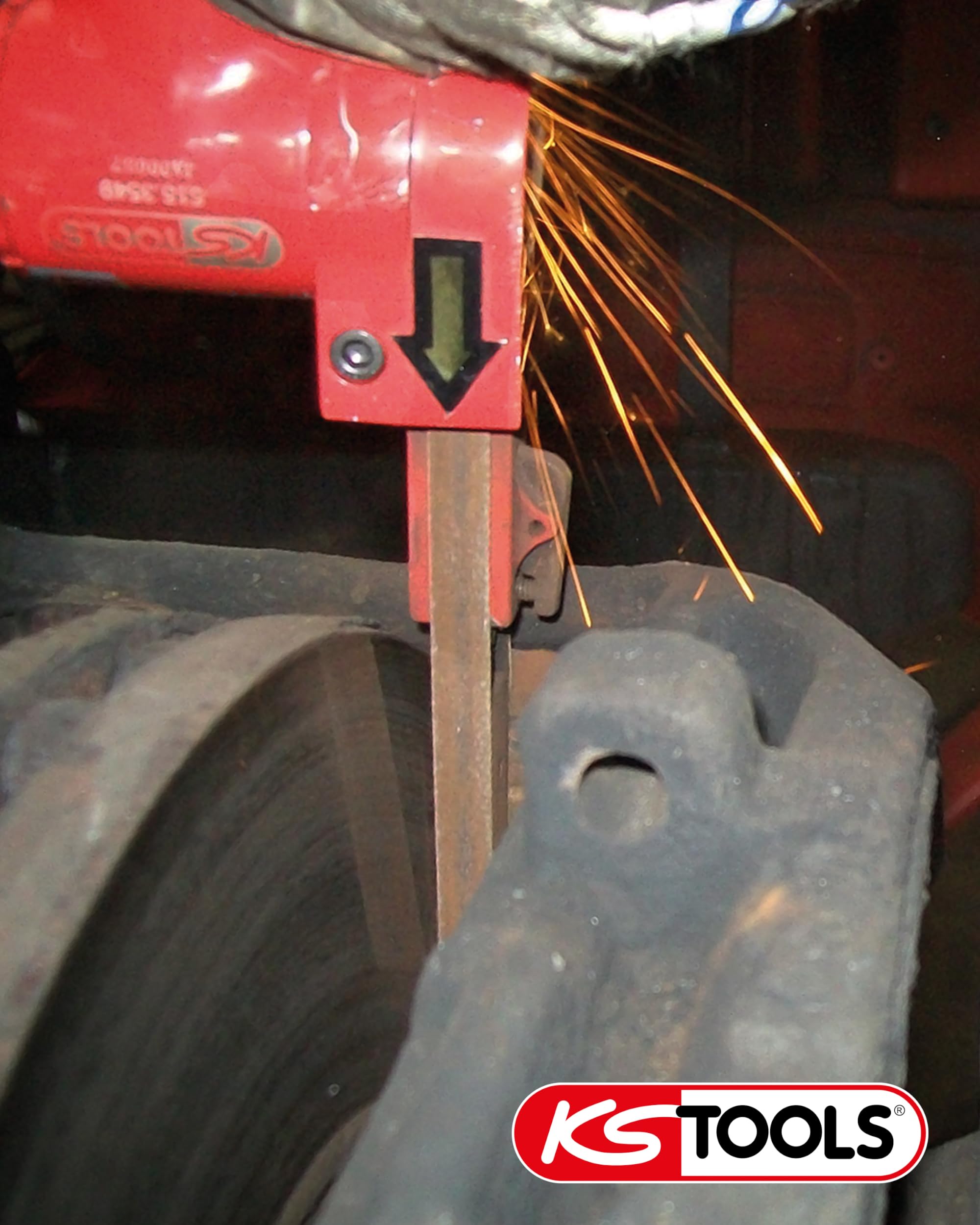 KS Tools Druckluft-Bandschleifer 515.3549 150mm I Druckluftschleifer mit stufenloser Geschwindigkeits- & Drehzahlregulierung I Für Schleifbänder 330 x 10mm