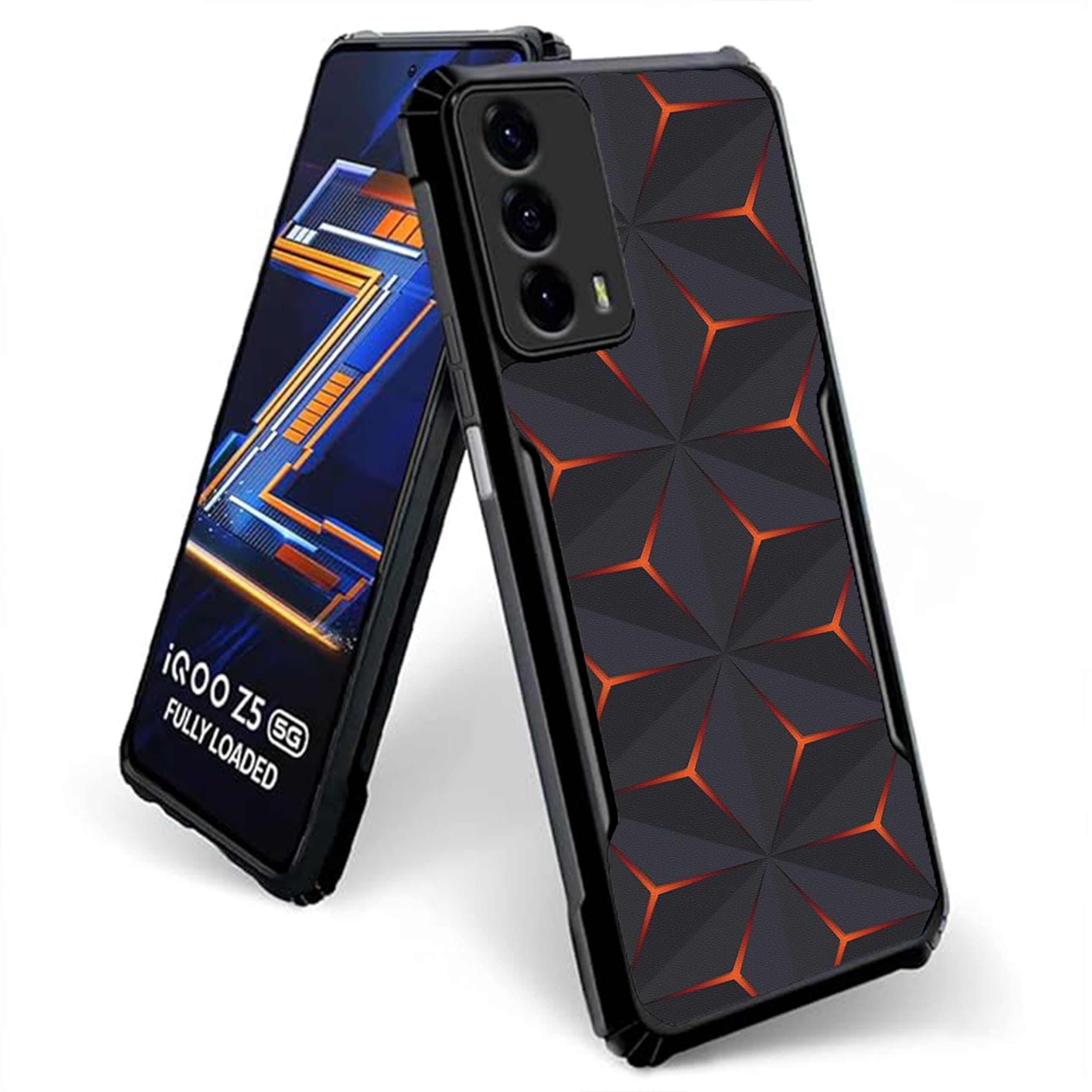 COBERTA Back Cover for iQOO Z5 5G Back Cover Case - Grey and Orange traingles PT99 D11546 (B0D2DR84DY) Amazon Price History, Amazon Price Tracker