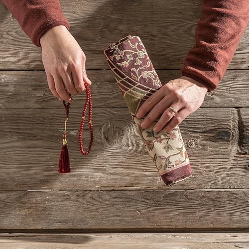 Miniatura 7 de Alfombra de oración musulmana con cuentas de oración islámica, alfombrilla de oración de viaje, regalos islámicos para mujeres, oración portátil