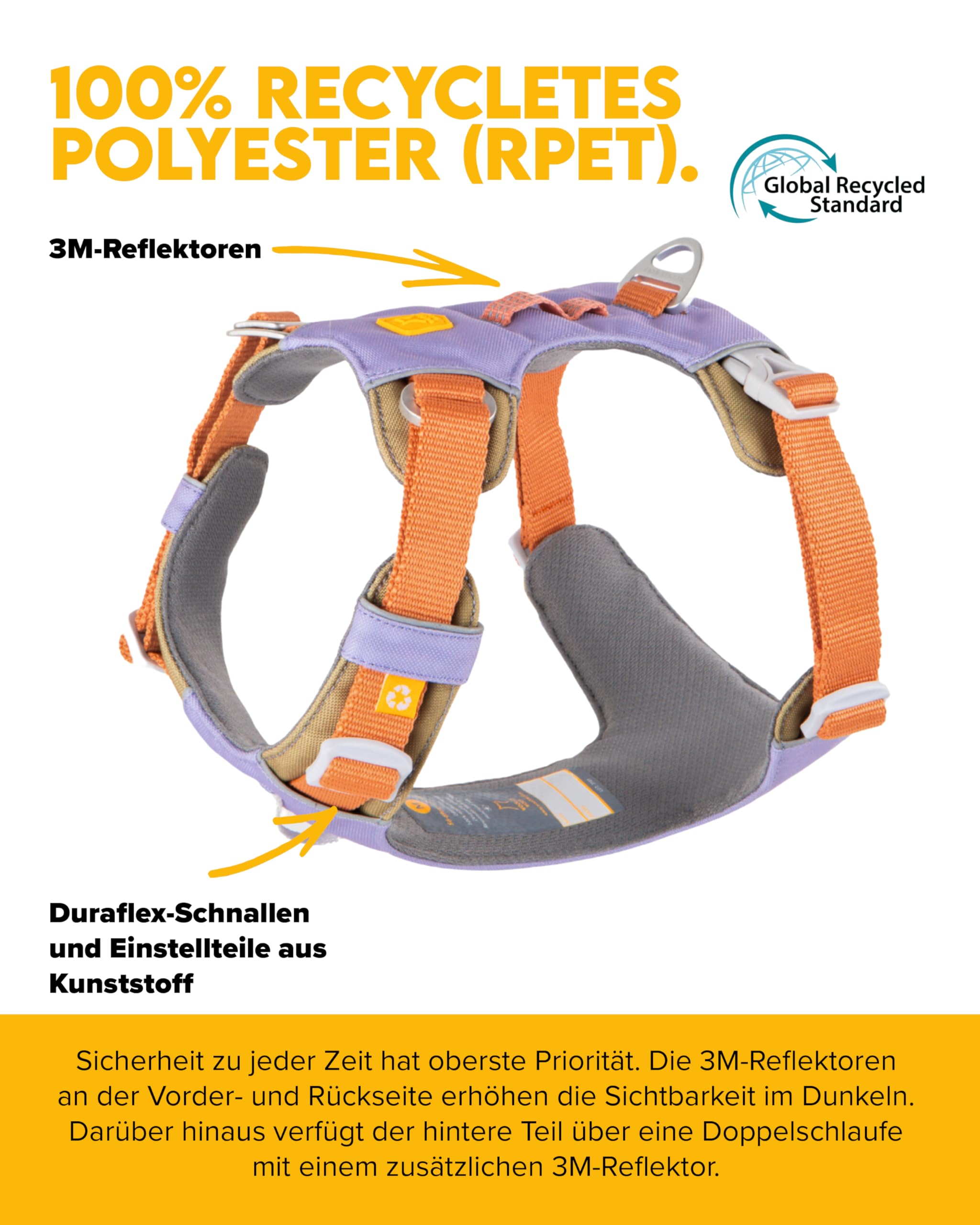 Woolly Wolf Alpha 360 Dog Harness S Lavendel Mix - Hundegeschirr für kleine Hunde aus 100% recyceltem Polyester, Verstellbar & leicht, Perfekt an den Hundekörper anpassbar