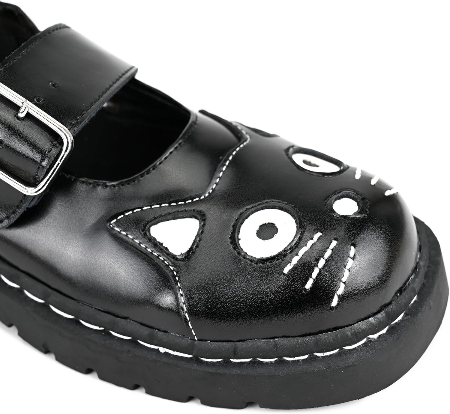 T.U.K. Kitty Cat Mary Jane Shoes for Women, Round Toe Ankle Strap Oxford Shoes