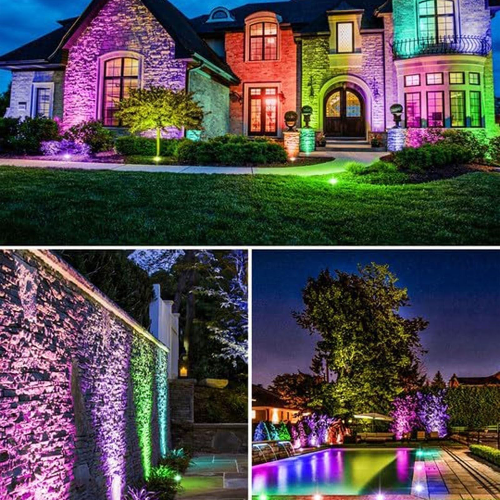 8 Focos LED De Haz Plano, Luces LED RGB De 12-24 V Para Exteriores, Luces Empotrables De Bajo Voltaje Con Cambio De Color, Impermeables IP65 Para Jardines, Caminos Y Patios(3W(12v))