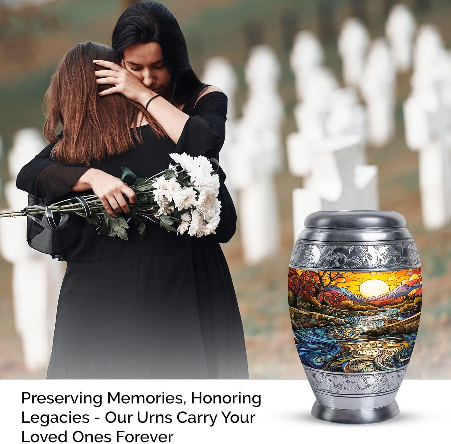 River Urn for Ashes for Women, Memorial Keepsakes for Ashes - Small Cremation Urns for Mom - Sunset Urn for Adult Woman - Funeral Urns 3 Inch - Image 4