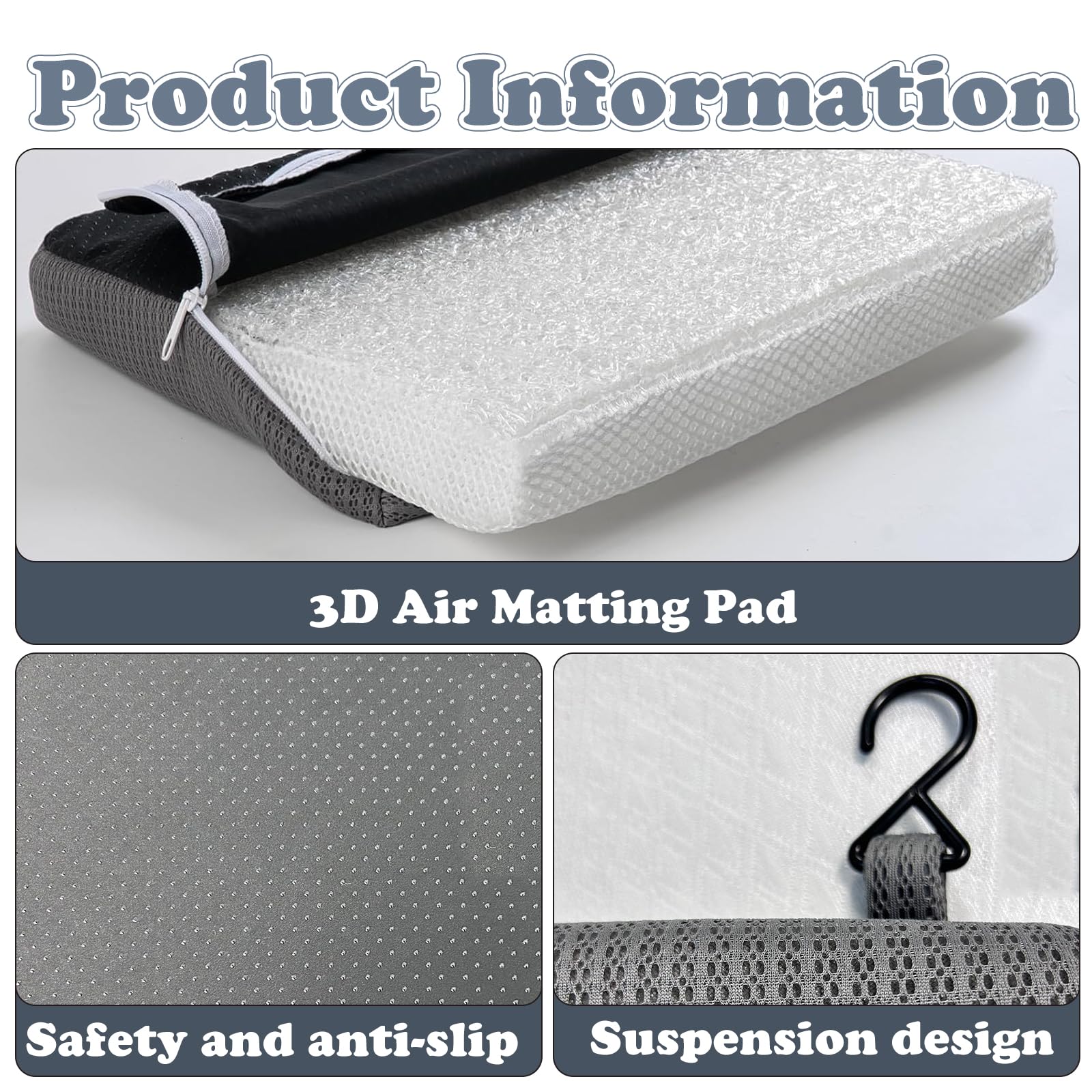 Cuscino Doccia 40x30x5cm Riempimento POE Traspirante, Fodera Lavabile Rimovibile, Ganci Antiscivolo e Gancio Appendi per Sedie & Panche Bagno
