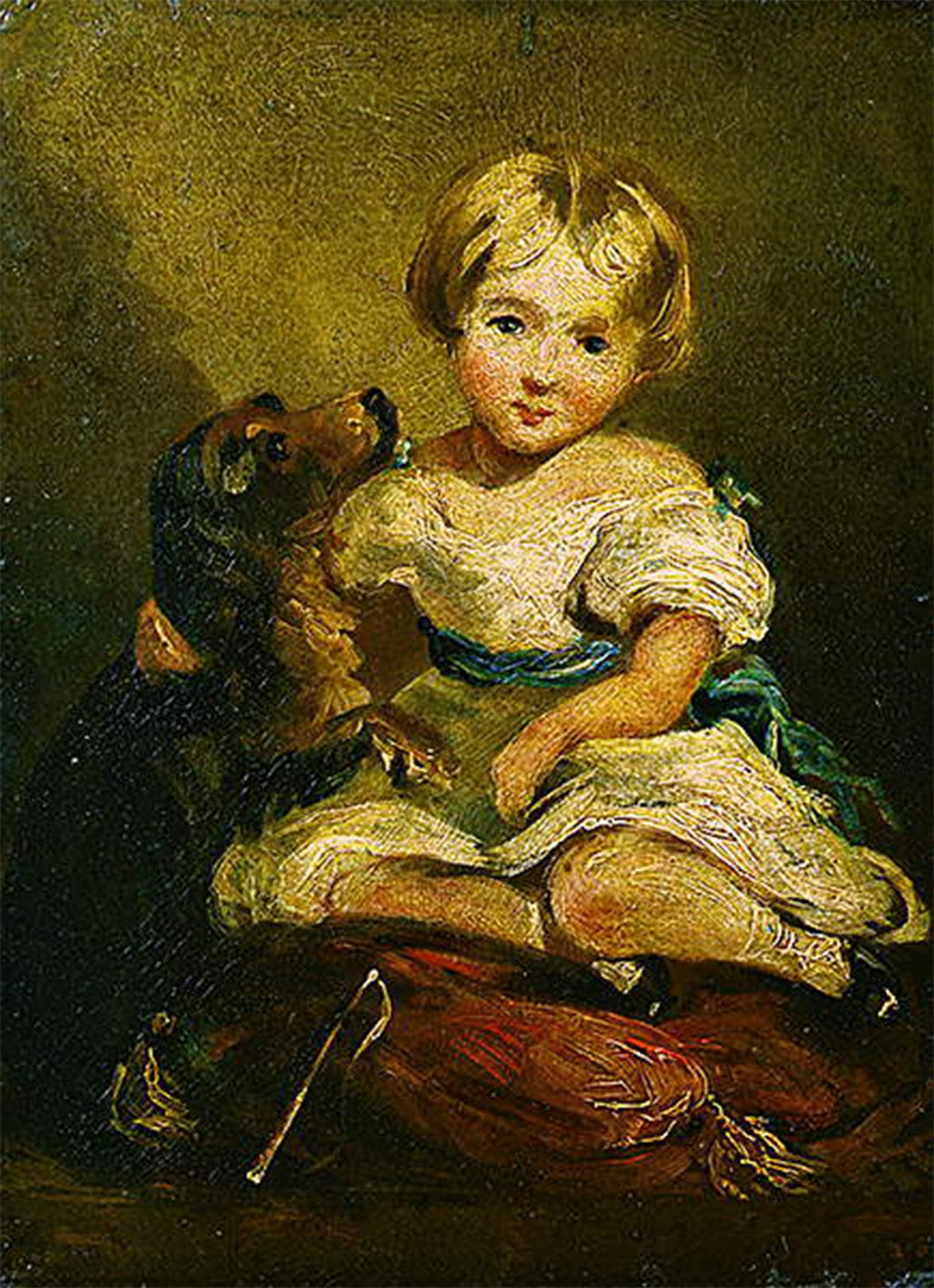 ARTXLXXBN Famous Painting Art Wall Decor Abstract Art Picture Girl with a Dog by John Constable Animal Pictures for Home Decor 60x90cm