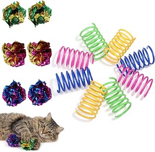 14Pcs Spring Toys for Cats Colorful Springs Cat Toys Plastic Coil Spiral | 2 Styles Interactive Cat Toys Cat Spring Toys for Indoor Cats for Kitten Swatting Biting Hunting