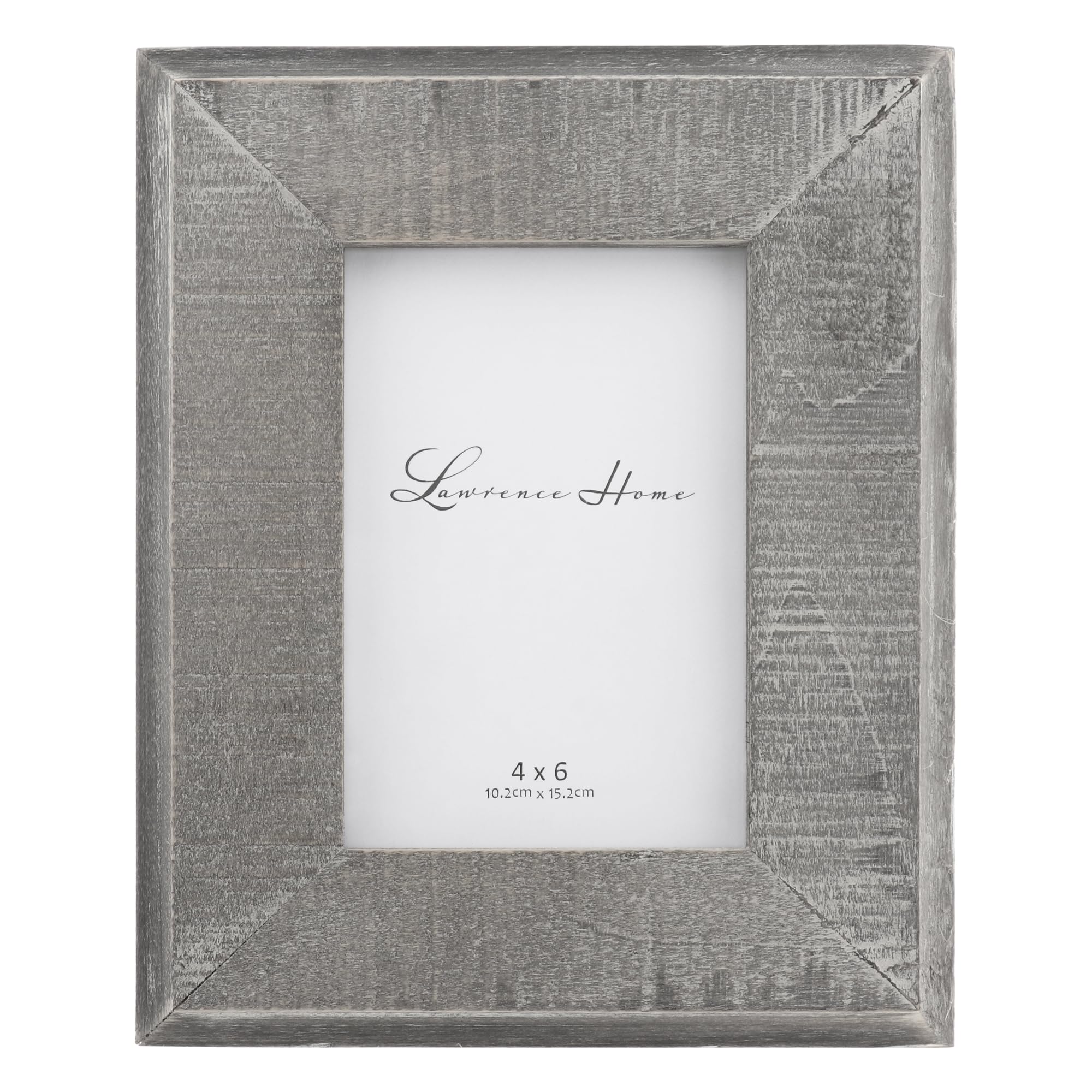 Lawrence Frames Beyaz Yıkama Resim Çerçevesi ile 4x6 Eskitilmiş Gri Ahşap