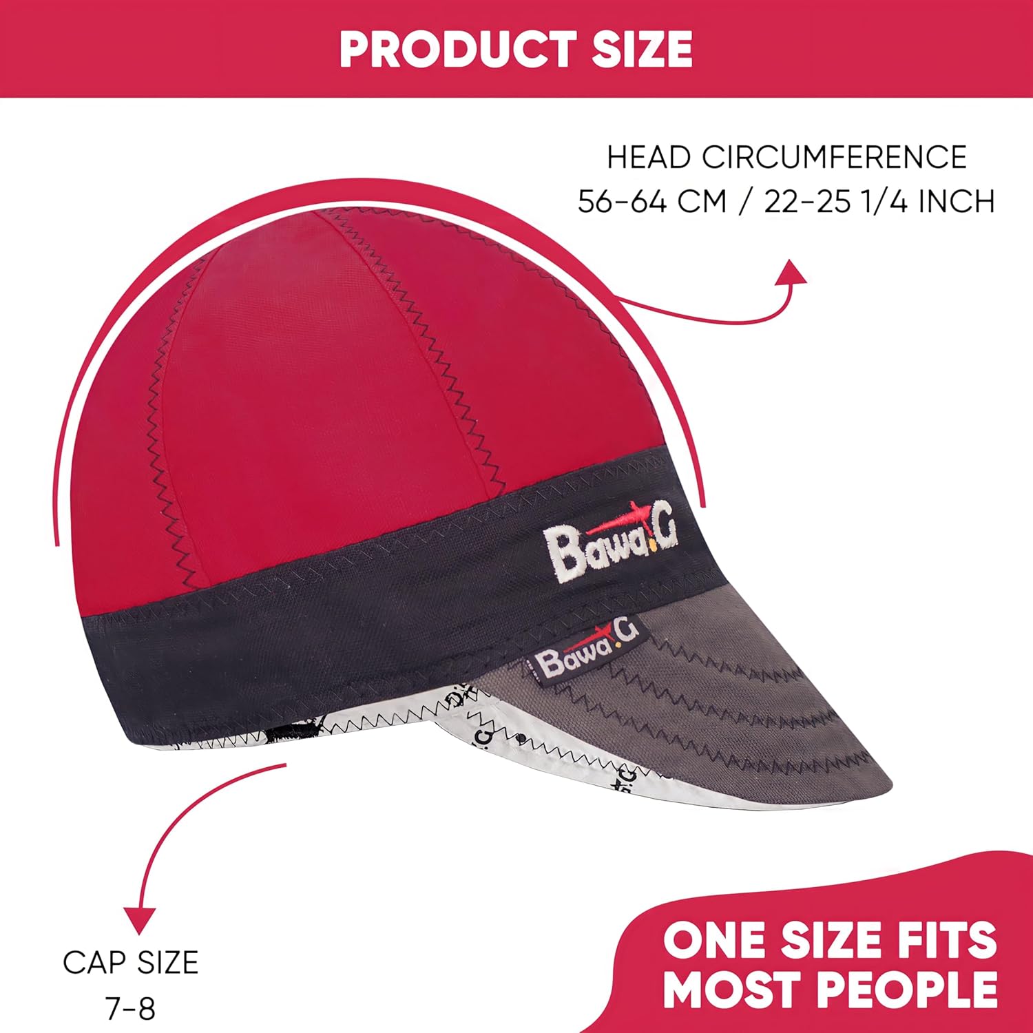 Product Dimensions of the Bawa.G Sweat-Absorbent 6-Panel Cap