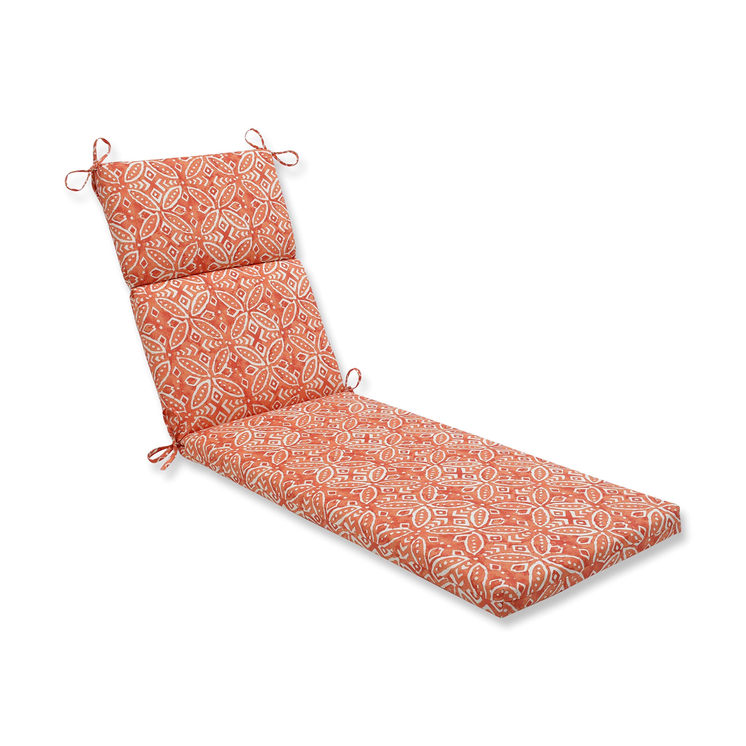 Pillow Perfect Outdoor/Indoor Merida Pimento Chaise Lounge Cushion, 72.5" x 21", Orange