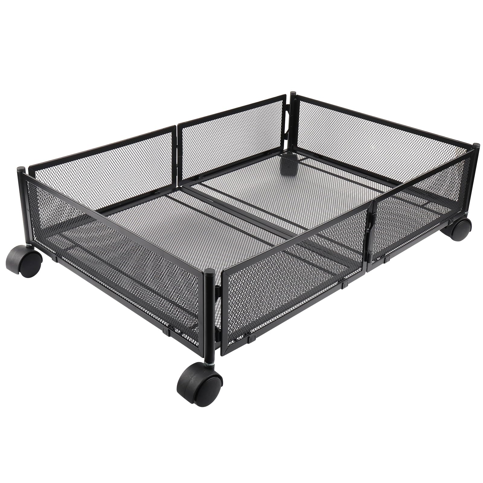 Kedia - Almacenamiento para cama plegable con ruedas, cajón de metal, caja de almacenamiento de cama, organizador multiusos para juguetes, ropa, etc. (negro)