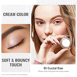 Oulac Cream Eyeshadow also for Highlighter Large Capacity Highly Pigmented Eye Shadow Waterproof &Long Lasting with Moisturizing Formula, Shimmer Glitter Eye Makeup. 6g 01+02