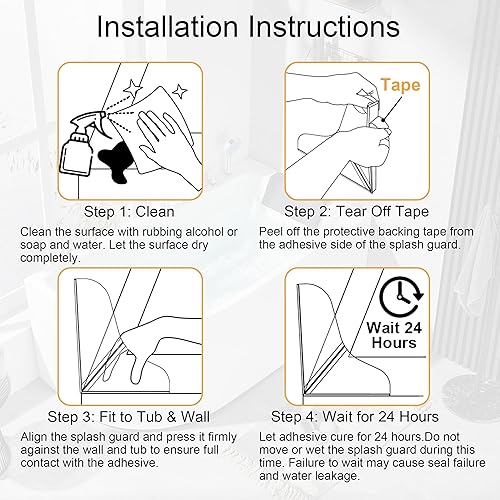 Miniatura 7 de Mofason Protector de salpicaduras de ducha de silicona, protector transparente para salpicaduras de esquina de bañera, protector de agua de ducha de