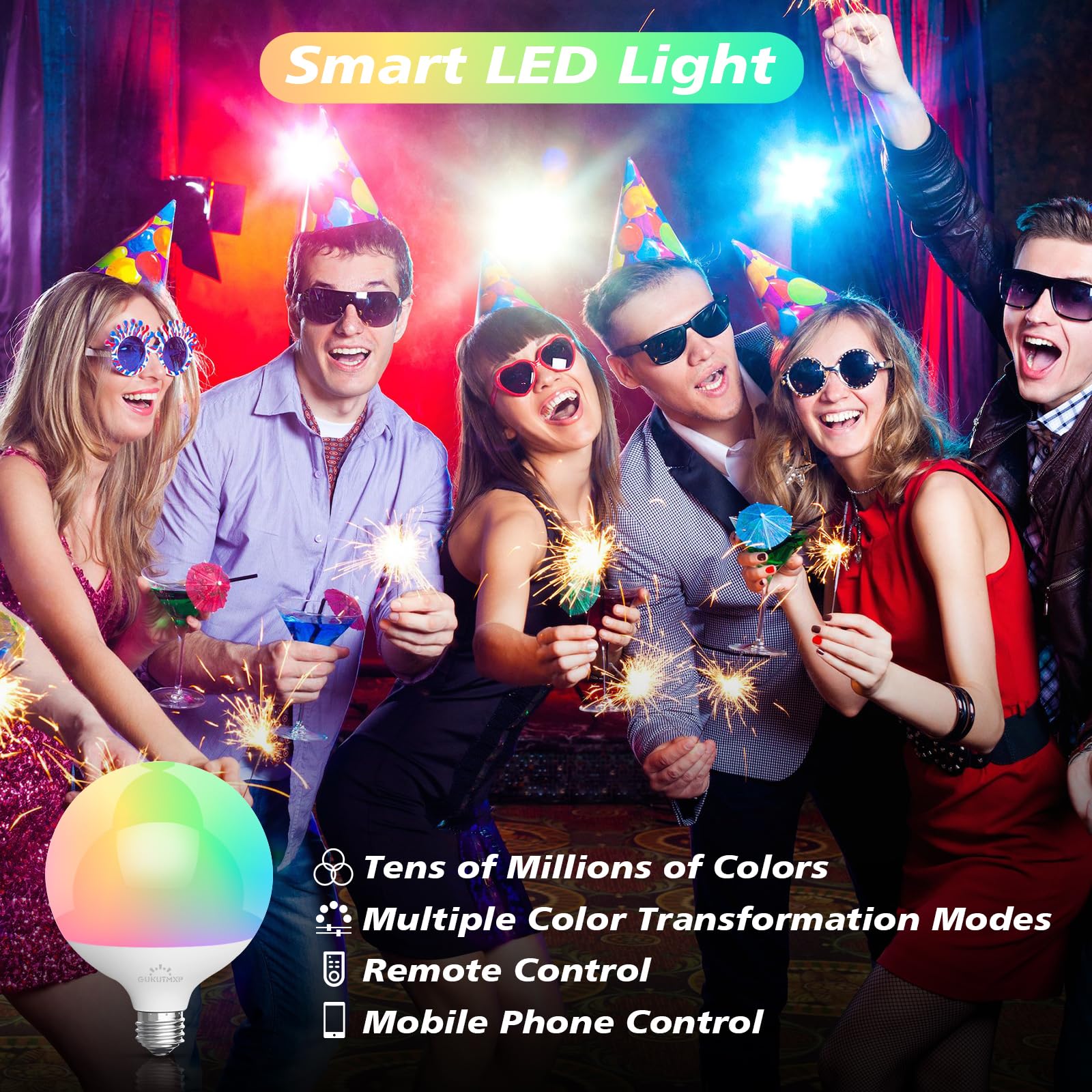 Ampoule E27 Led, Ampoules Led 15W équivalente à 150 W, Compatible Avec L'application Mobile et la Télécommande, Disponibles en Millions de Couleurs et en Plusieurs Modes Dynamiques