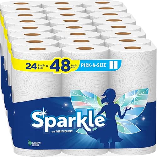 Sparkle Pick-A-Size Paper Towels, 24 Double Rolls = 48 Regular