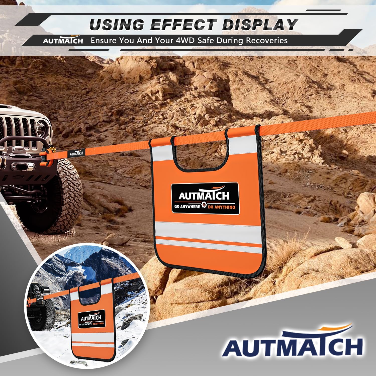 AUTMATCH Winch Cable Damper - Winch Dampener Reduce Recoil & Safer Recovery