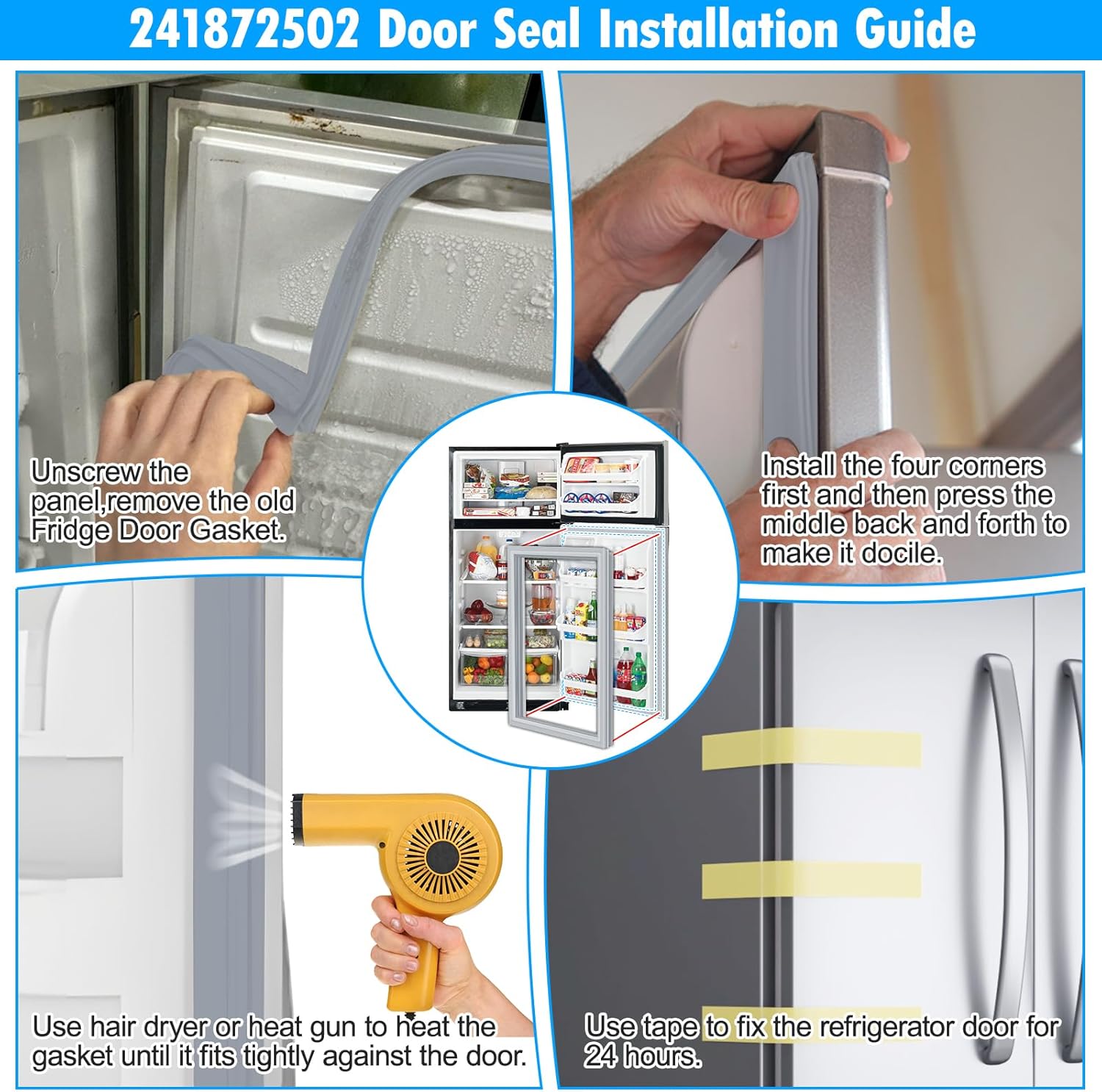 Upgraded 241872502 Refrigerator Door Gasket Compatible with Frigidaire Electrolux Refrigerator Door Gasket 240370902 240514602 Fridge Seal Replacement Kenmore Refrigerator Door Gasket Seal FFTR1513LW8
