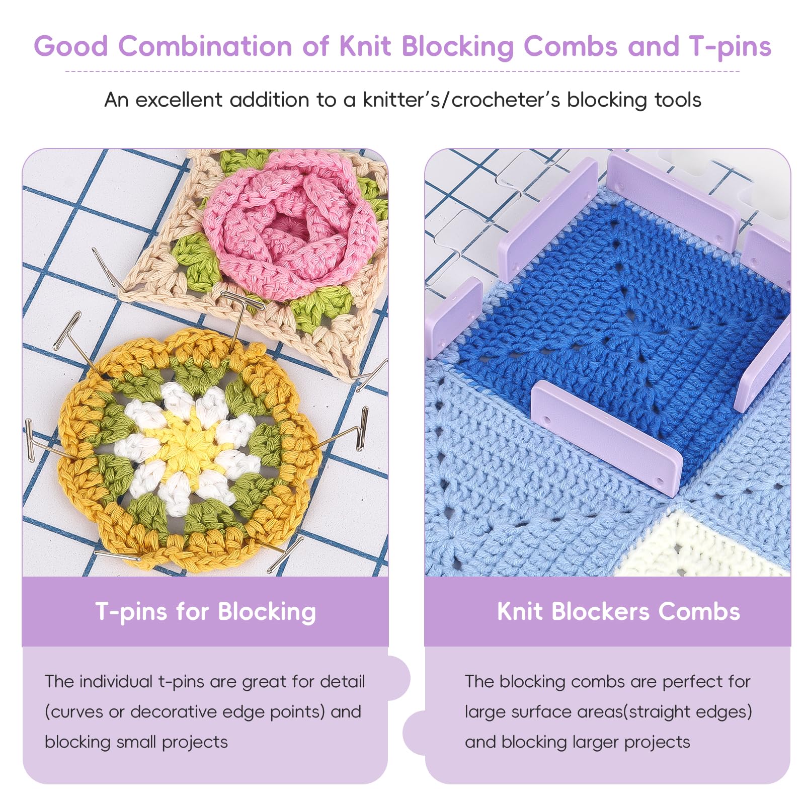 Aeelike Blocking Pins, Blocking Pins for Knitting & Crochet Projects - Image 4