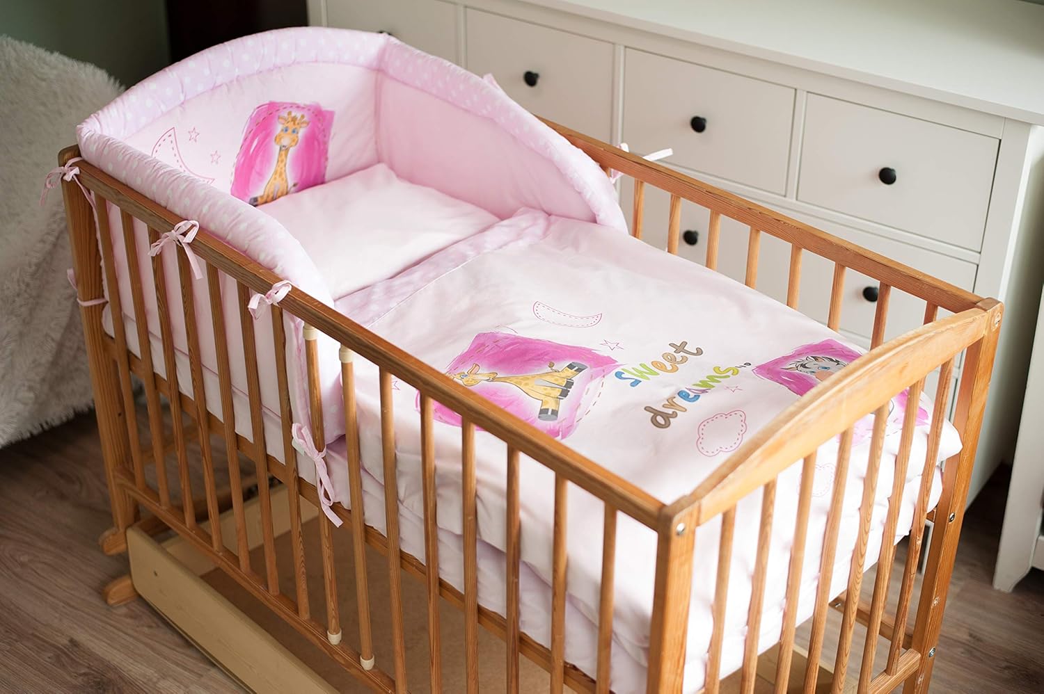 Blueberryshop Parure De Lit Bebe En Coton Avec Housse De Couette 90 X 1 Cm Taie Doreiller 40 X 60 Cm Tour De Lit 35 X 150 Cm Drap De Lit 60