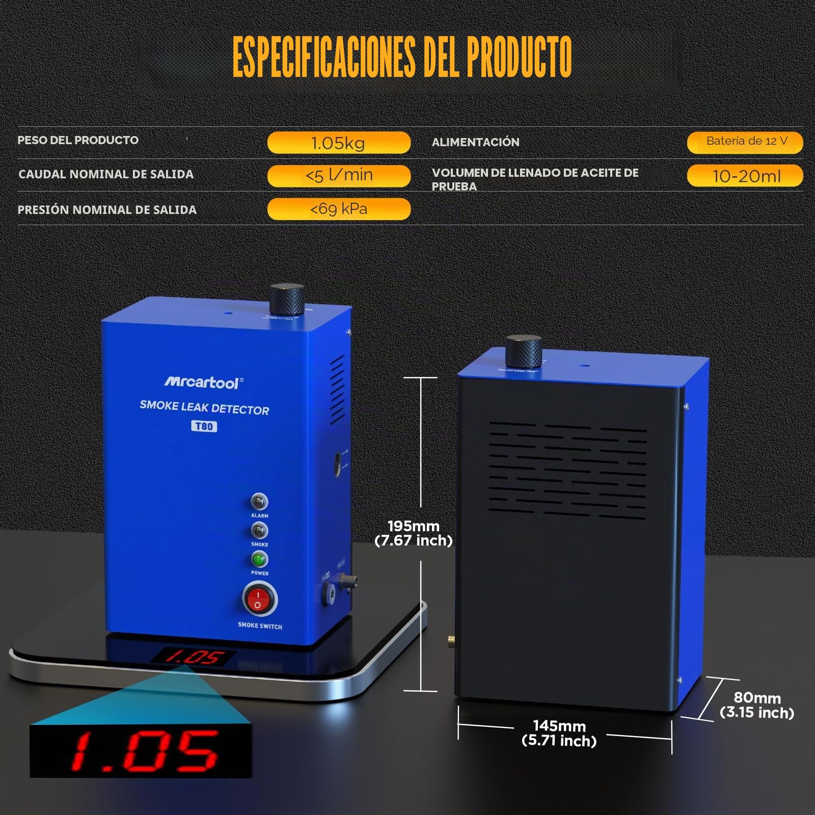 Máquina de Humo para Coche con Bomba de Aire integrada, 12 V, EVAP, 12 V, Detector de Fugas de Humo para vehículos, Motocicletas y Barcos