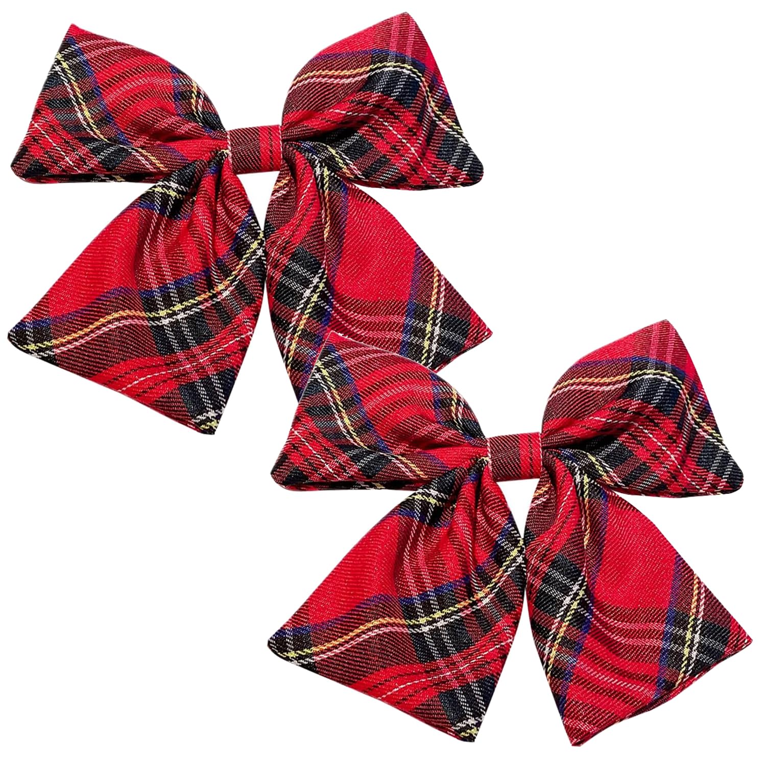 2PCS Tartan Bow Knot Hair Clips - Classic Scottish Plaid Hair Accessories for Women & Girls, Secure & Elegant Clips for Daily Wear