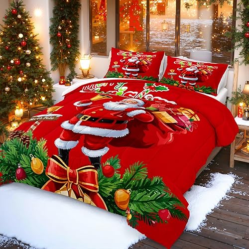 Miniatura 10 de Herside Christmas Comforter Set King Size Christmas Moon Night Bedding Set Snowflakes Christmas Tree Xmas Festival Theme King Bedding Set Xmas