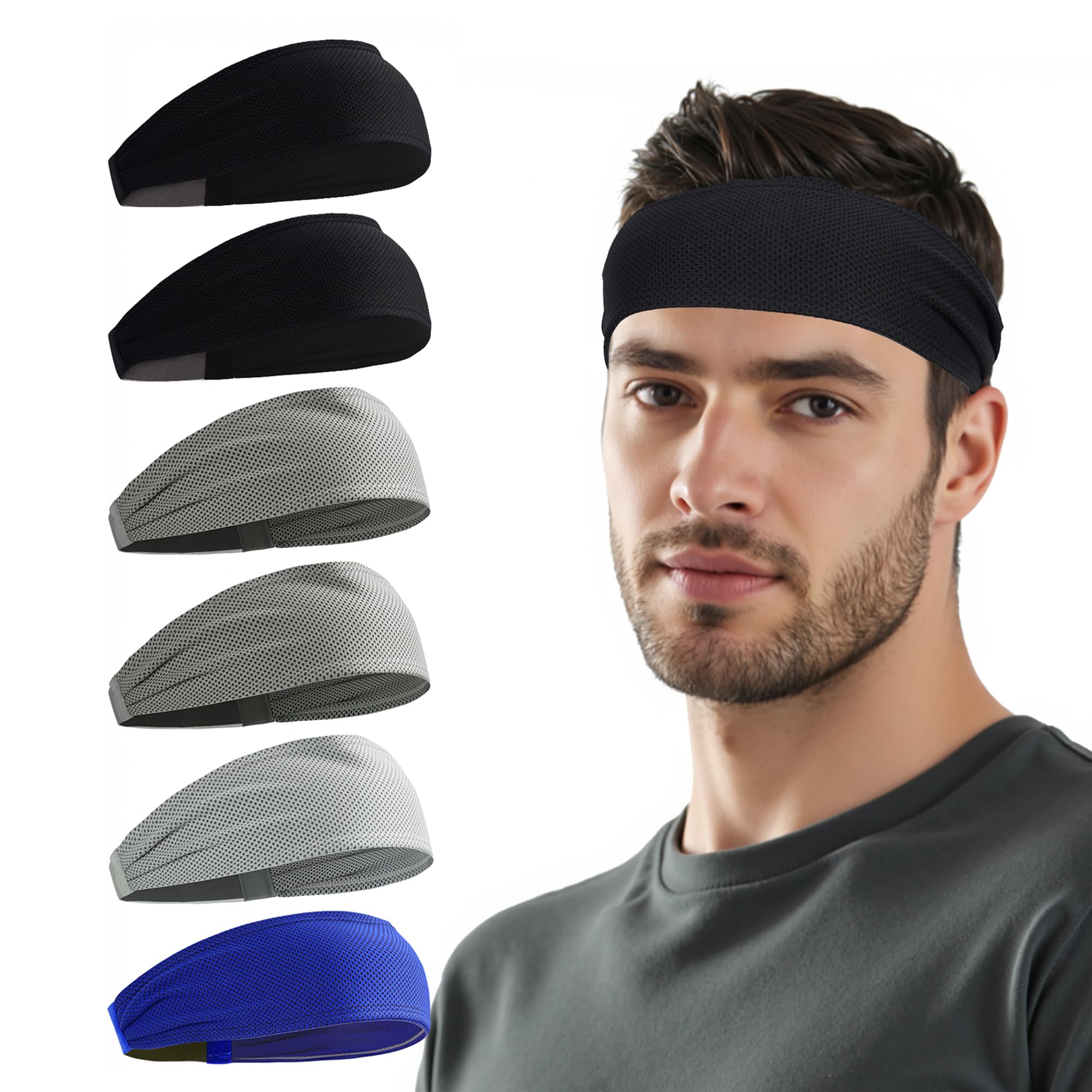 Sukeen Kühlendes Sport-Stirnband für Herren: Feuchtigkeitsableitend, rutschfest, schnell trocknend, elastisch, für Fitnessstudio, Laufen, Tennis