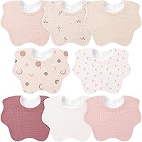 Vista 1 de Bearmoss Baby Bibs for Drooling & Teething 8 Pack Muslin Cotton Soft Absorbent Adjustable Unisex Bibs Boys Girls 0-36 Months