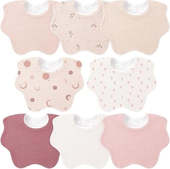 Bearmoss Baby Bibs for Drooling & Teething 8 Pack Muslin Cotton Bibs