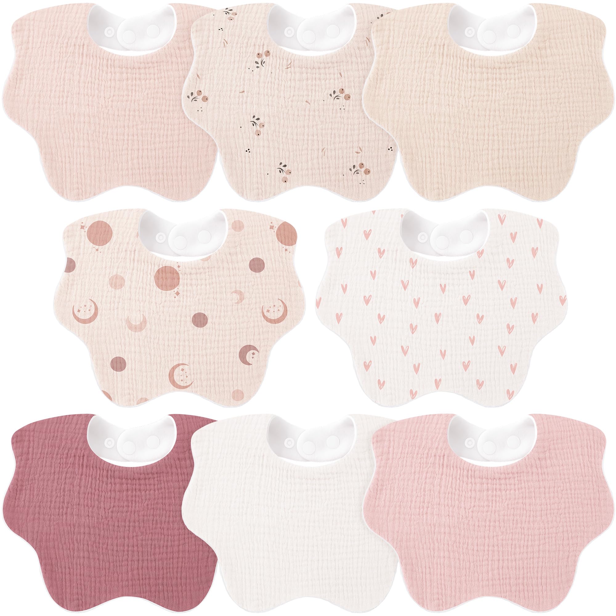 Bearmoss Baby Bibs for Drooling &amp; Teething 8 Pack Muslin Cotton Bibs