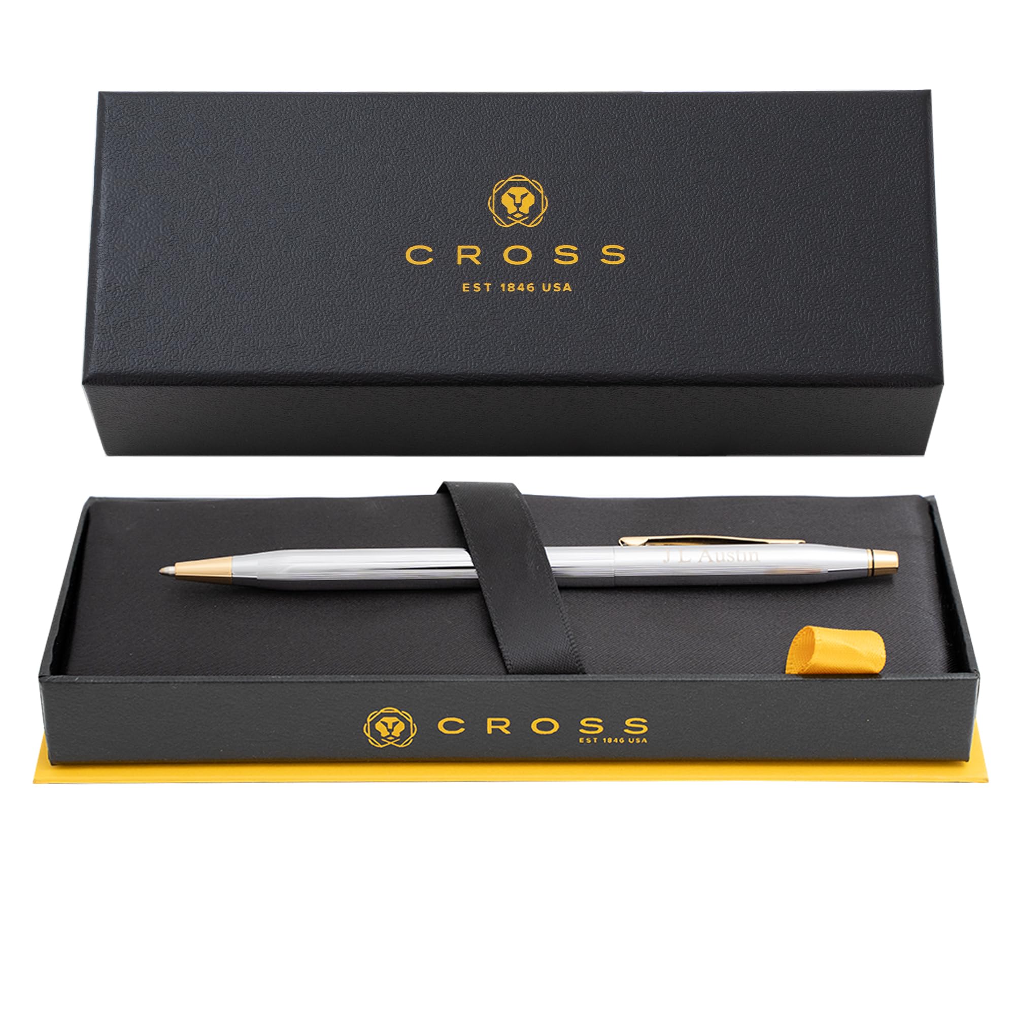 Personalized Cross Pen | Engraved Classic Century Medalist Ballpoint Pen, Chrome and 23 Karat Gold Plated Trim 3302. Personalized Cross Gift Pen.