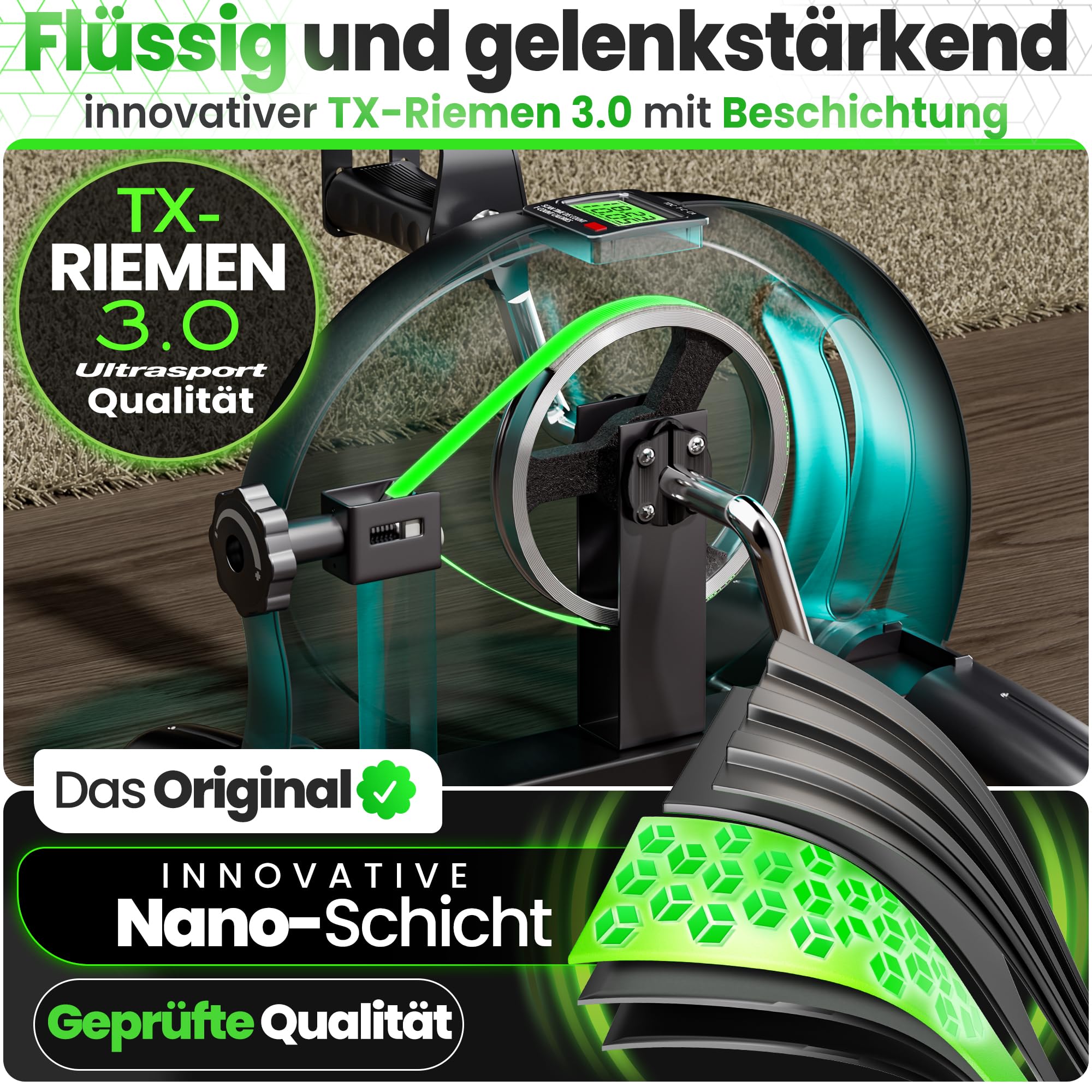 Ultrasport Pedaltrainer Deskbike Schreibtisch Fahrrad Arm- und Beintrainer inkl. Antirutsch-Matte CE Zertifiziert