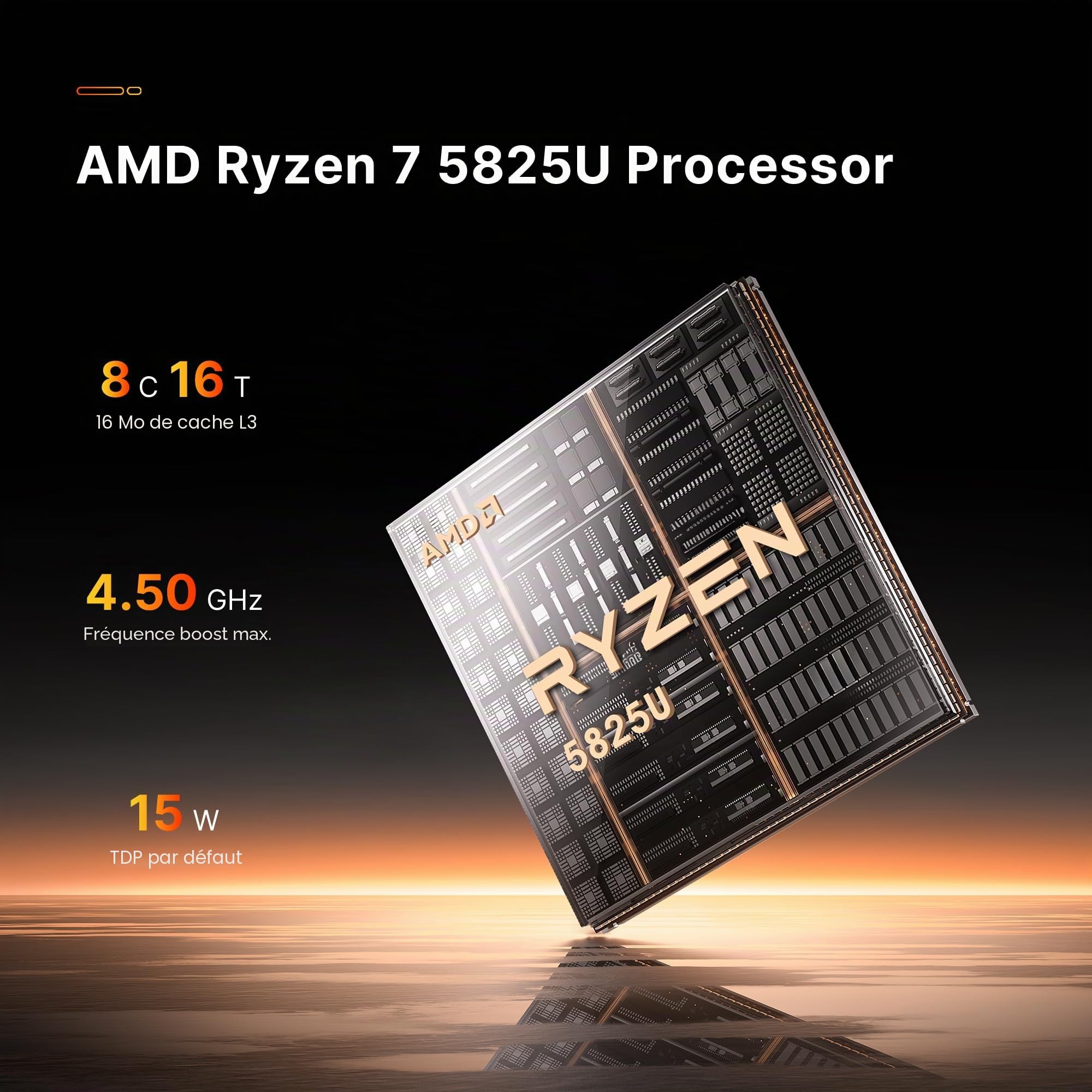 BOSGAME P4 Plus Dual 2.5G LAN Mini PC de Jeu, processeur AMD Ryzen 7 5825U (jusqu'à 4,5 GHz), Windows 11 Pro Mini-Ordinateur, 16 Go de RAM DDR4, SSD PCIe 3.0 512 Go, Mini PC de Bureau de Jeu