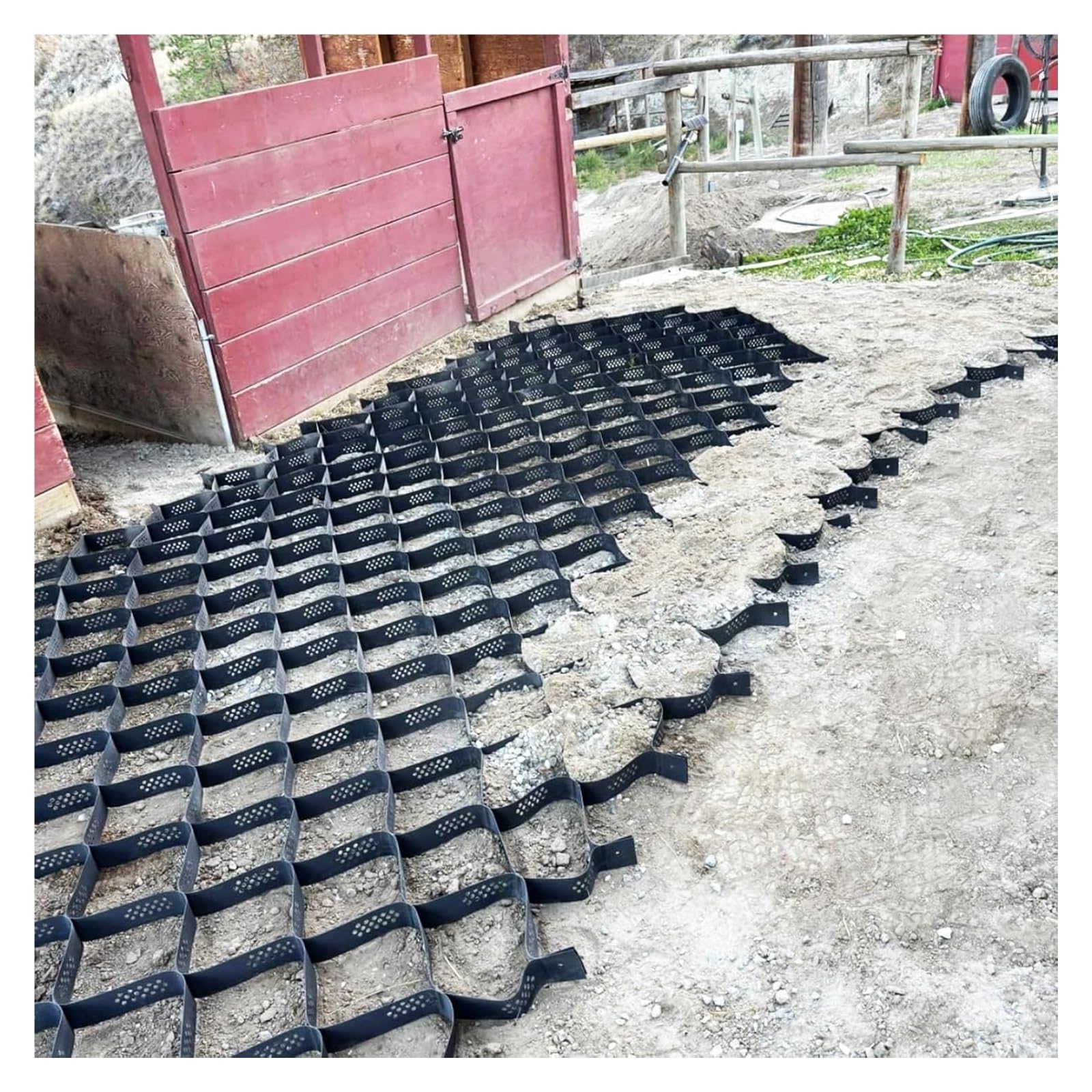 3ft/6.5ft/10ft/13ft/16.5ft/20ft/23ft/26ft/30ft Large Slope Grid Erosion Control, Honeycomb Soil Muds Support Mesh for River Bank Embankment, Outdoor Patio Backyard Pathway Walkway Pea Gravel Geogrid(1