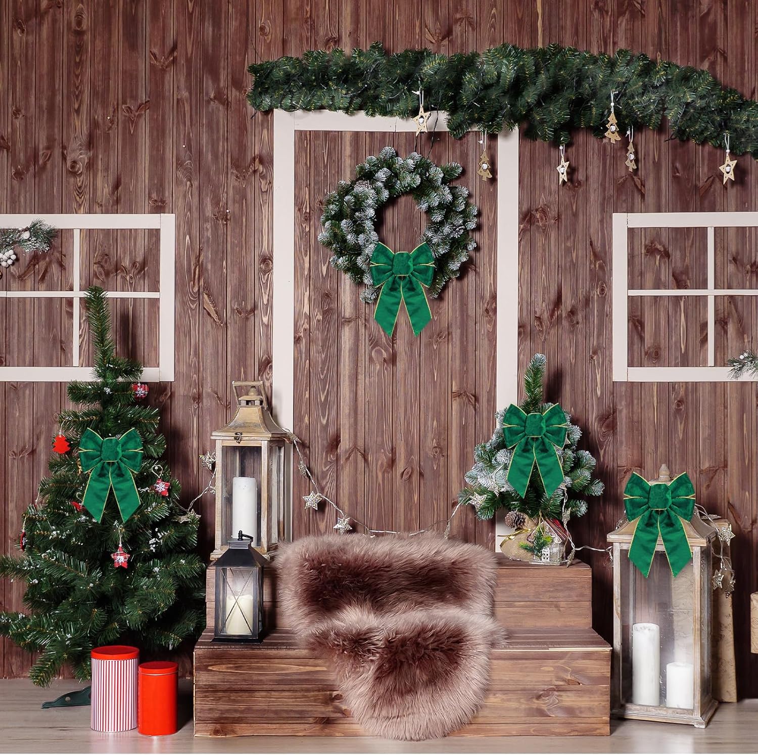 8pcs Christmas Wreath Bows, Green Velvet Bow for Wreath Golden Edged Xmas Crafts Decorative Ornament Bow for Indoor Outdoor Christmas Wedding Holiday Party Decorations - Image 4