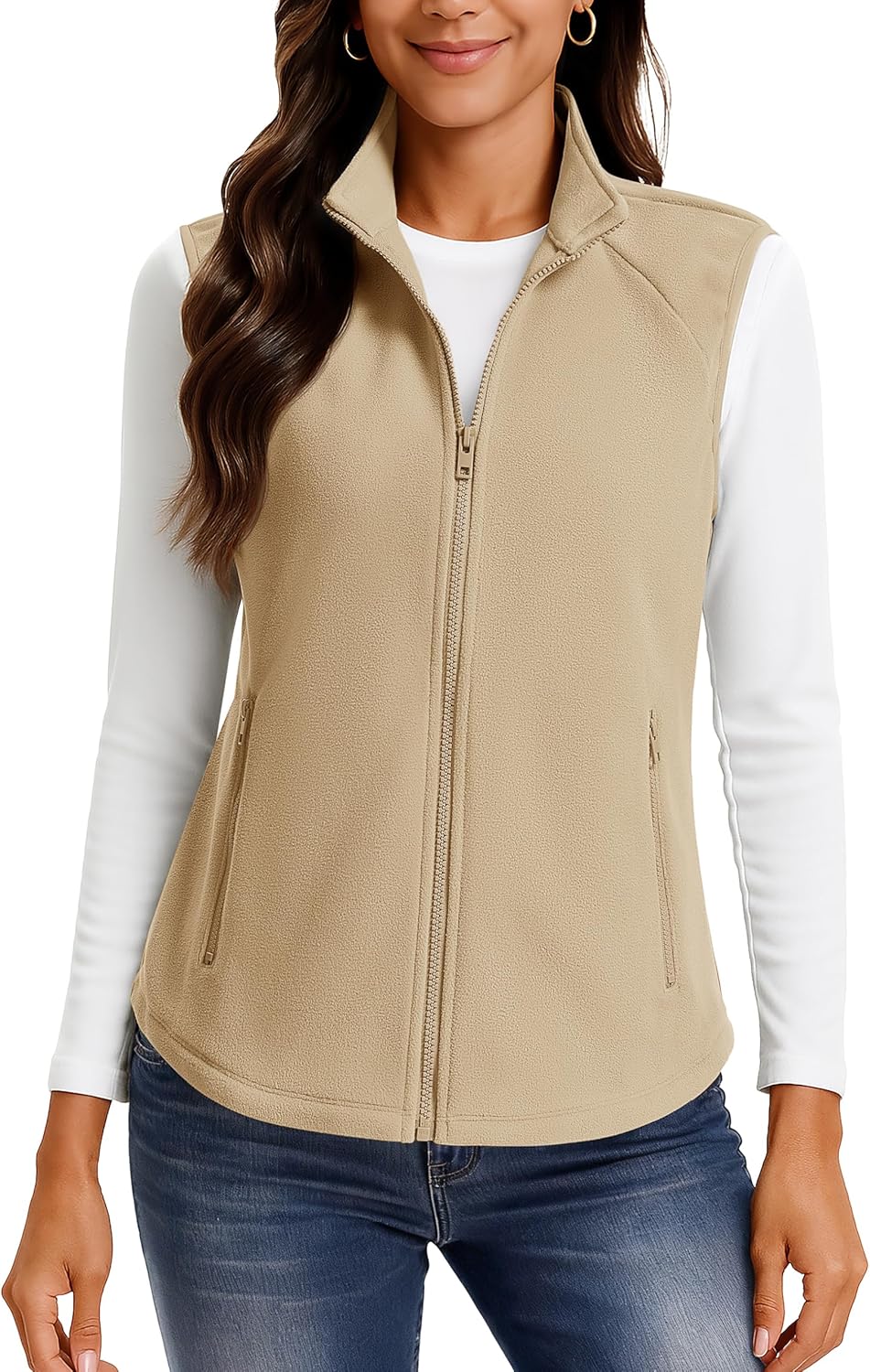 TACVASEN Women's Fleece Vest Outerwear Lightweight Sleeveless Zip up Jacket with Pockets Warm Polar Soft Fall Winter - Image 2
