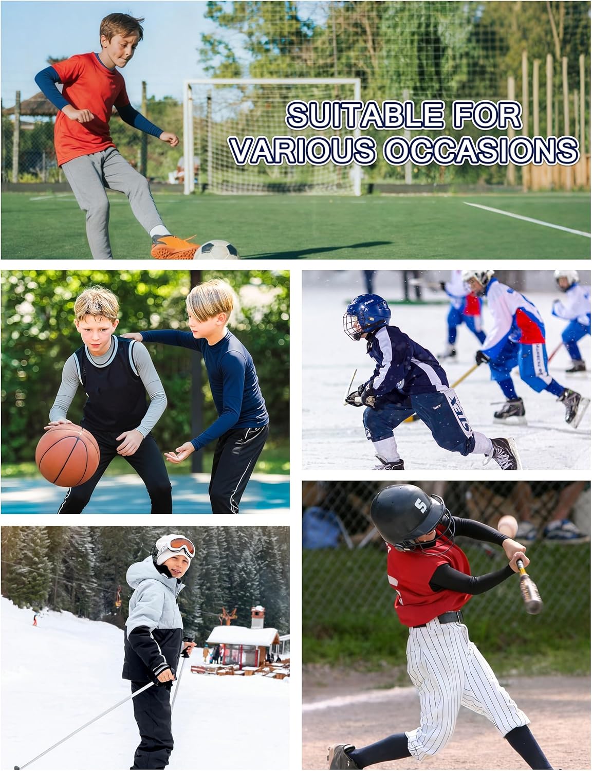 Roadbox Youth Boys Compression Thermal Shirt, Long Sleeve Mock Neck Fleece Base Layer, Kids Undershirt for Baseball Football - Image 6