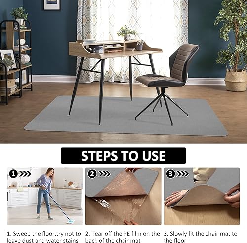 Miniatura 2 de Tapete para silla de oficina para suelo de madera dura y azulejos, tapete de escritorio para sillas rodantes, protege el suelo duro para estaciones