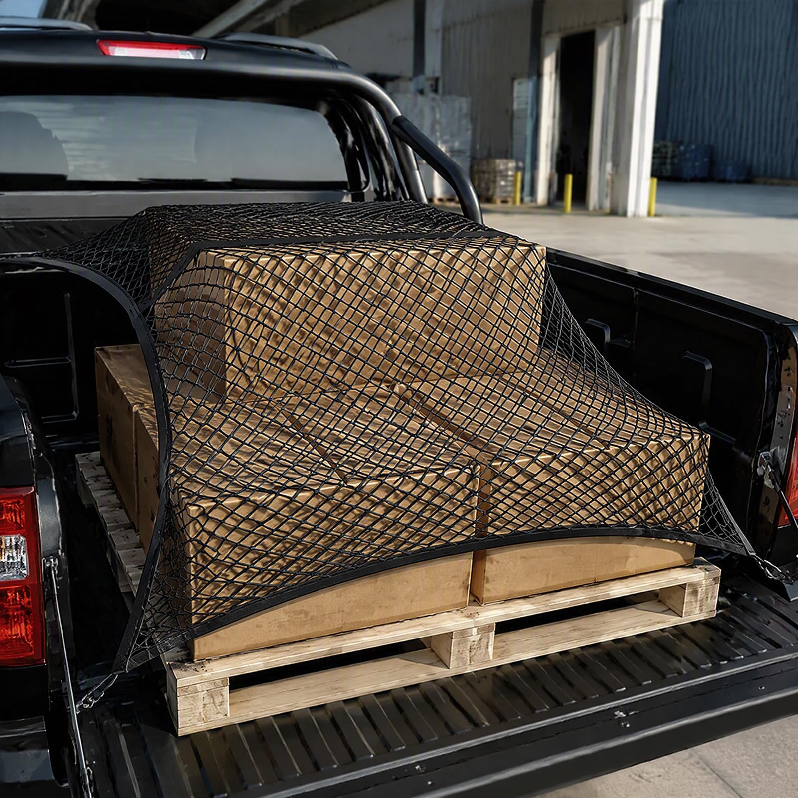 Ladeflächennetz für Pickups, elastisches Gepäcknetz mit 4 Haken