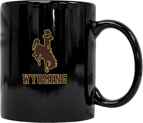 Taza de cerámica negra de la Universidad de Wyoming (negra). Producto oficial universitario