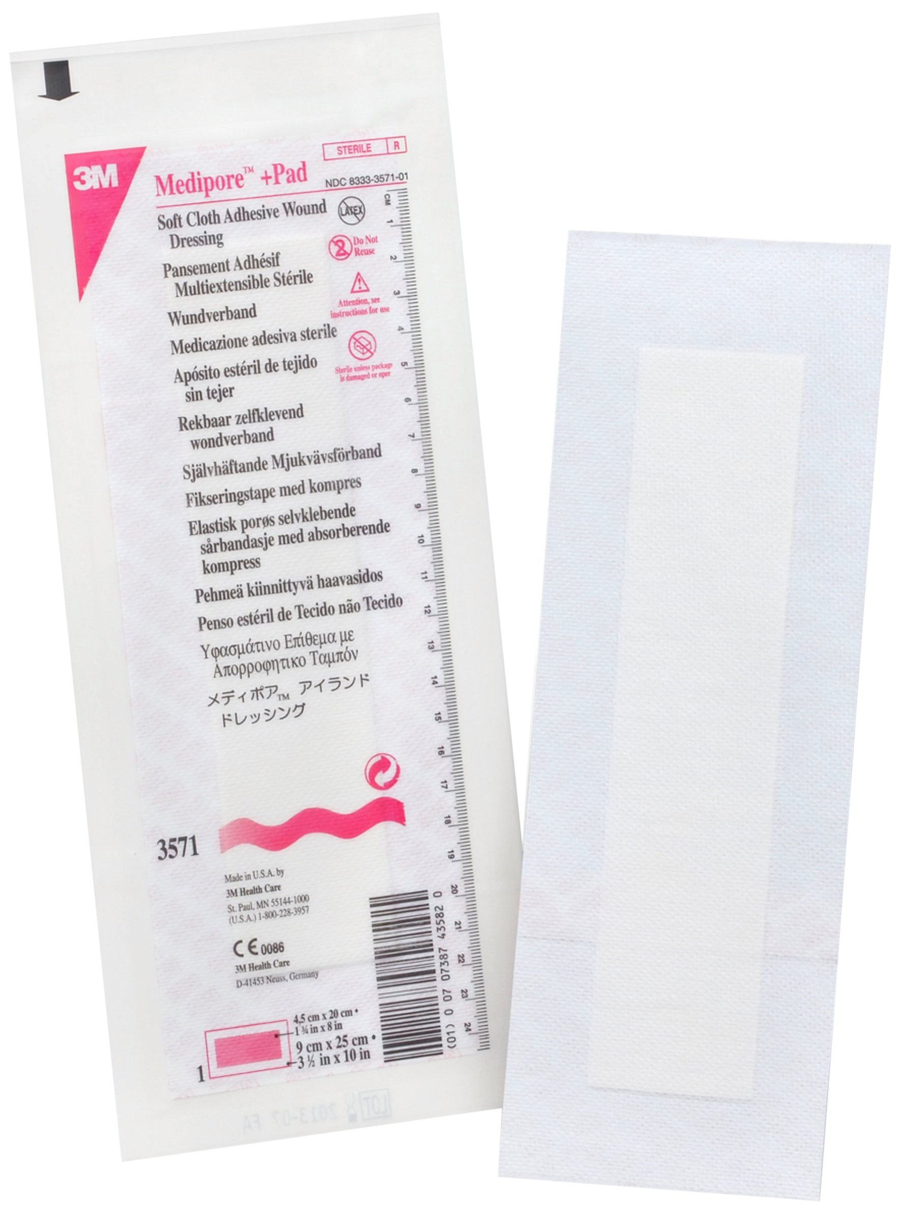 3M Medipore + Pad - Medicazione sterile in tnt con tampone, 3571E