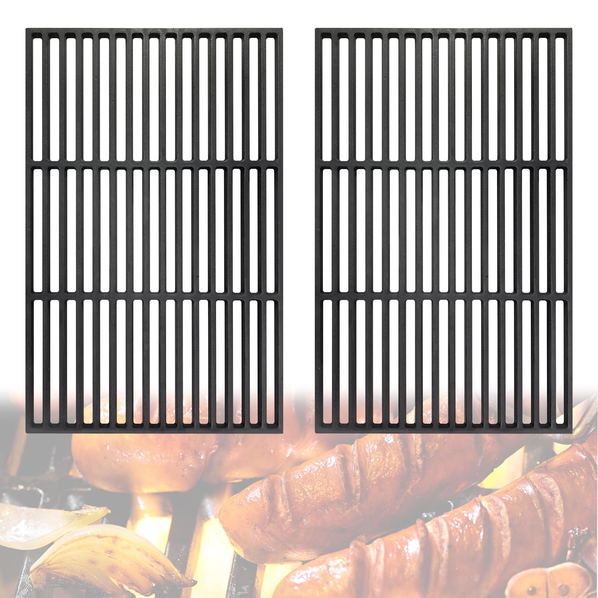 YRHome Set di 2 griglie di ricambio in ghisa smaltata, per barbecue, a carbonella, a gas, 42 x 28 cm